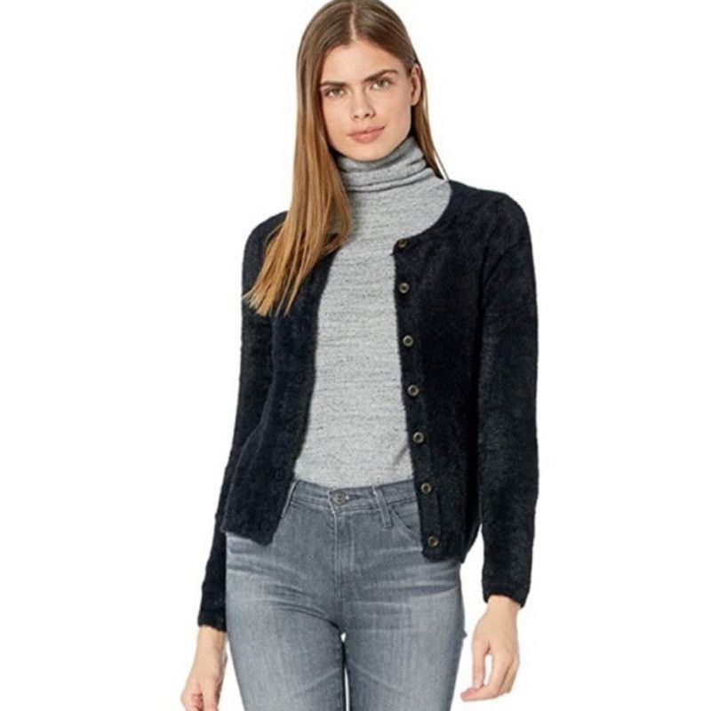 Madewell Madewell Hewitt Fuzzy Cardigan Sweater button down Black Size S / US 4 / IT 40 - 1 Thumbnail