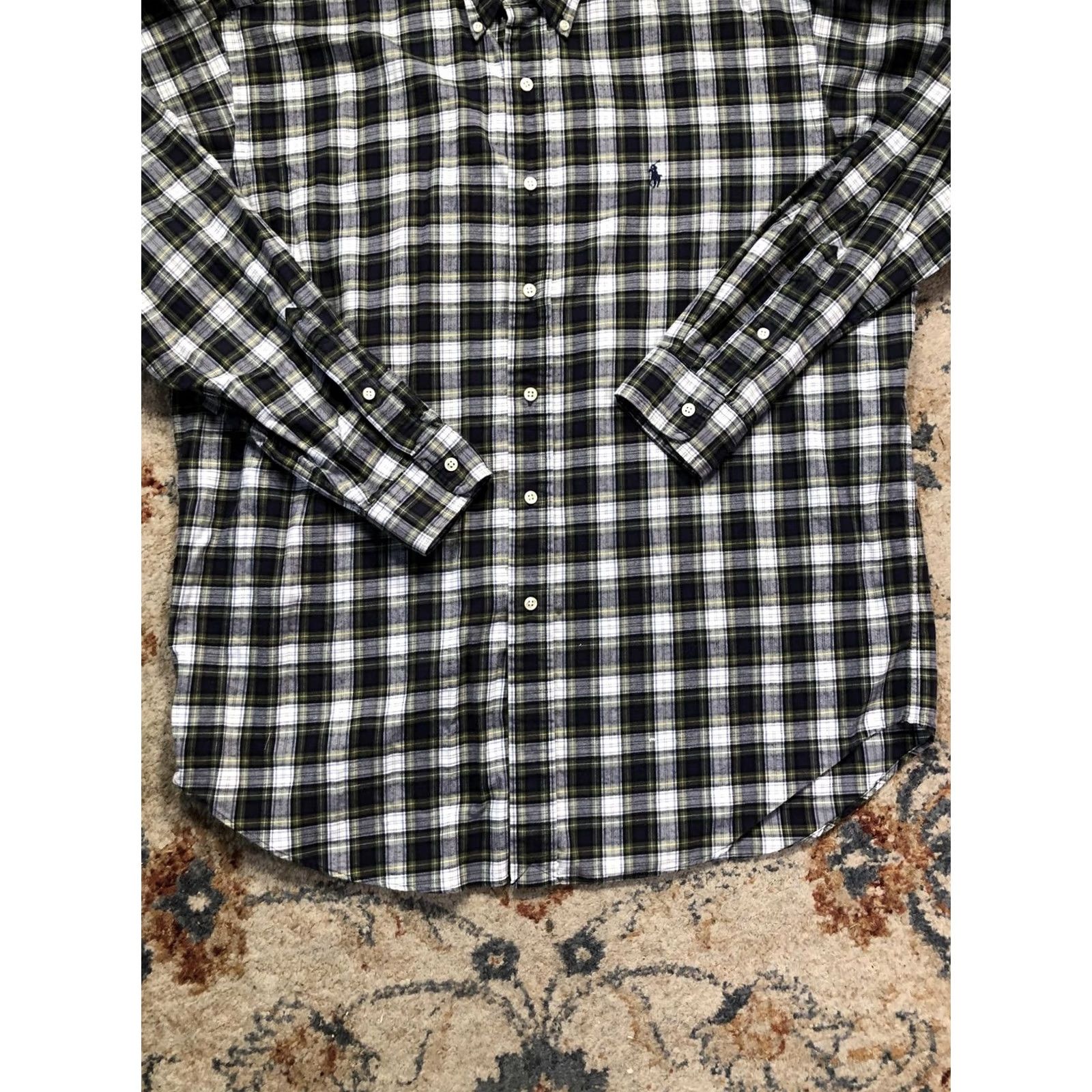 Ralph Lauren Ralph Lauren Blake Shirt Mens Large Blue Plaid Flannel Button-Down Pony Logo Blocked Collar Button Up Classic Fit Size US L / EU 52-54 / 3 - 5 Thumbnail