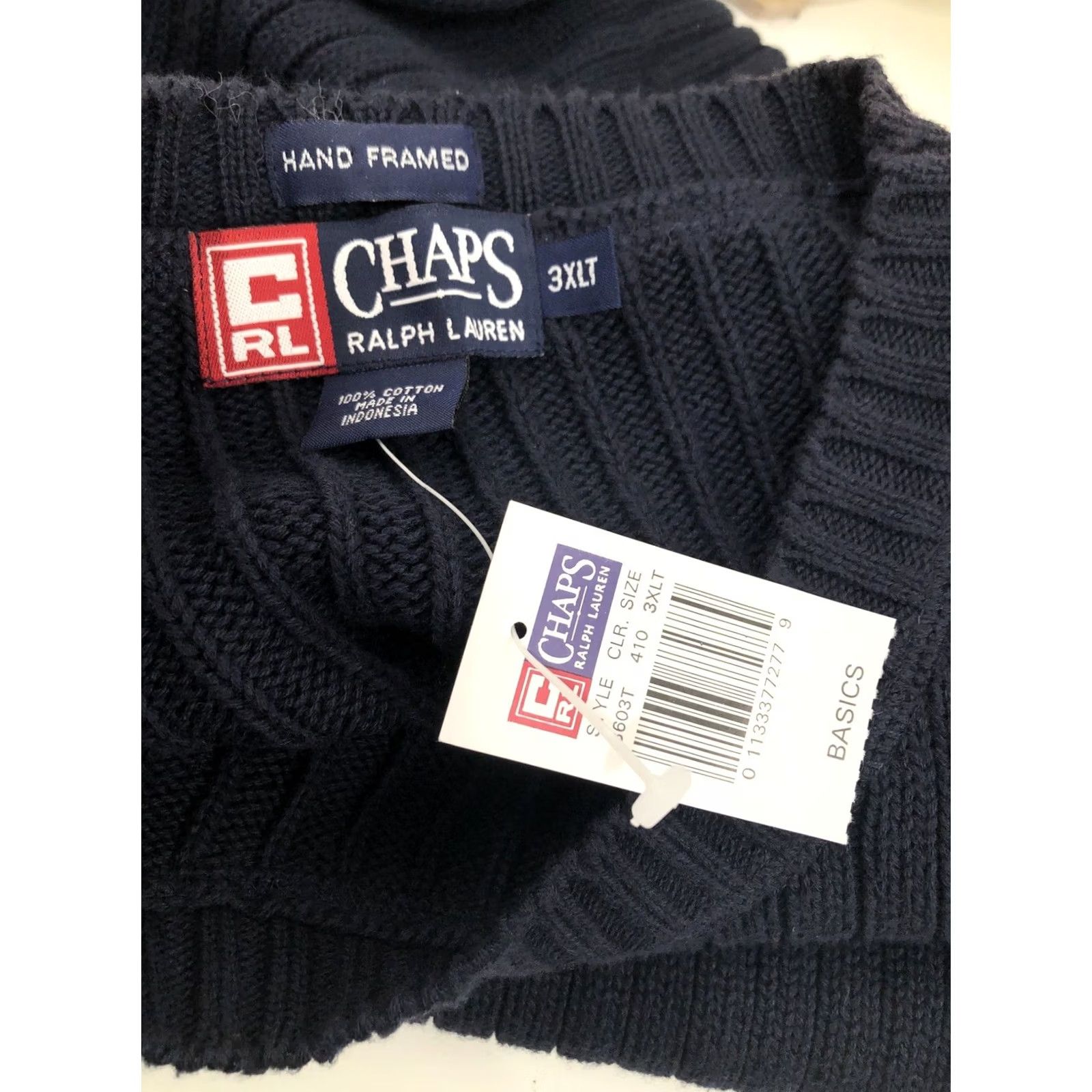 Chaps RALPH LAUREN / CHAPS Embroidered Crest Ribbed 3XLT Heavy Sweater Men Blue Pullover Knit Size US XXL / EU 58 / 5 - 6 Thumbnail