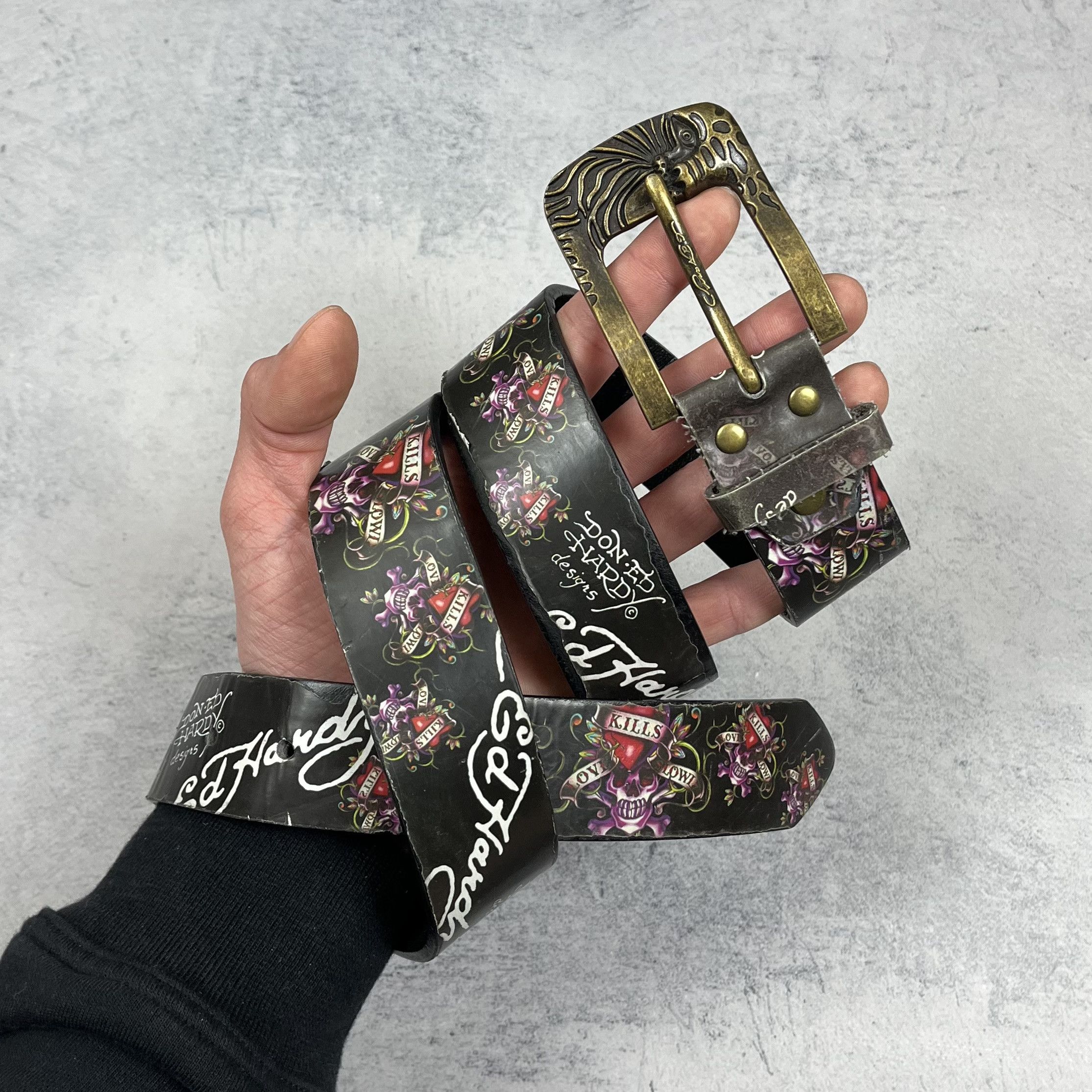 Ed Hardy Vintage Ed Hardy Y2K Skulls Tattoo belt 2000’s Size ONE SIZE - 1 Thumbnail