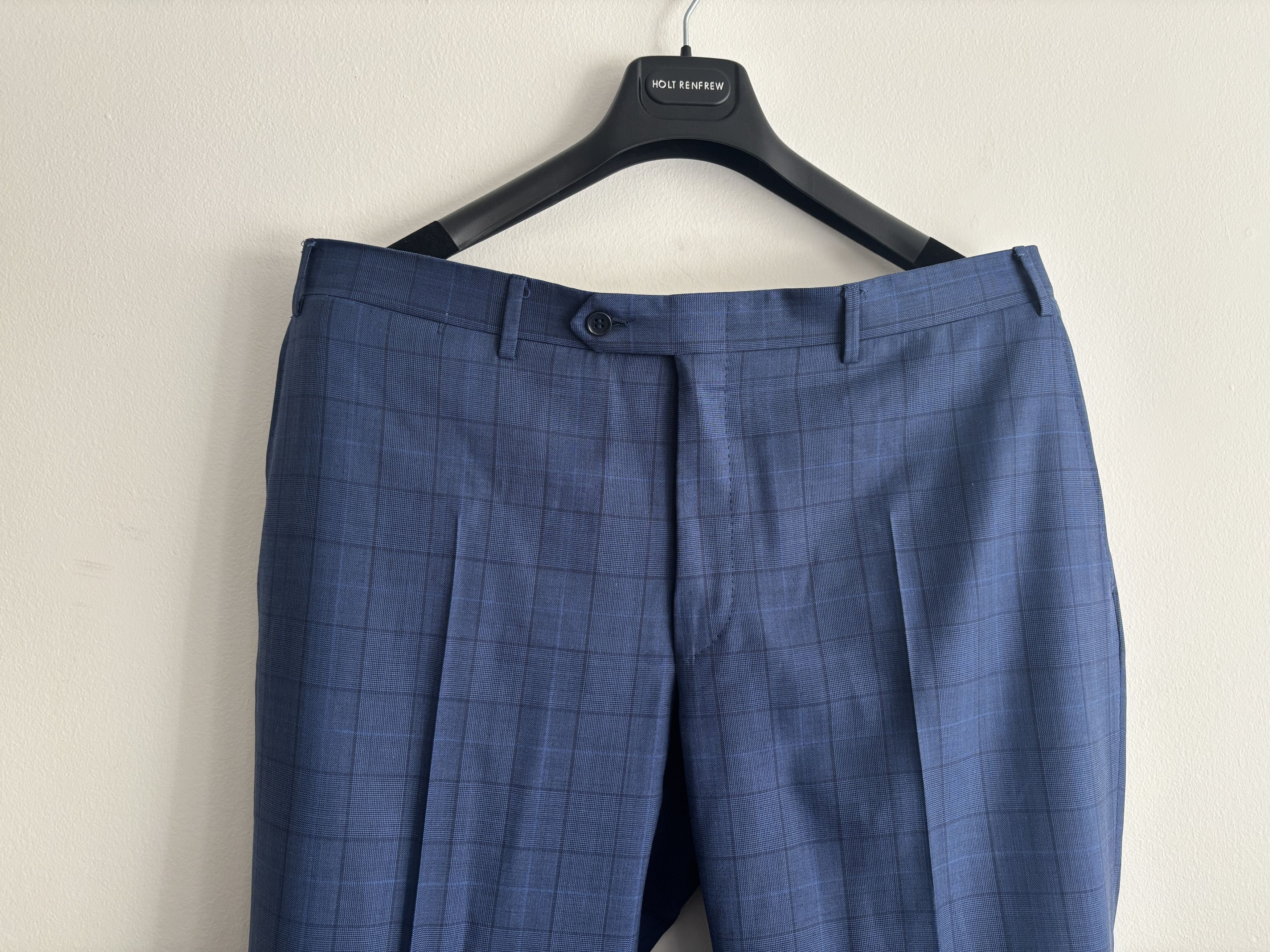 Canali $2100 Windowpane Check Blue Suit - Size 46. Pants 36-37 Size 46R - 16 Thumbnail