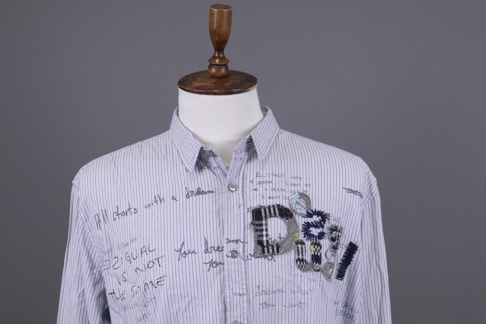 Desigual Desigual Regular Fit Blue Pinstripe Printed Shirt Sz XXL Size US XL / EU 56 / 4 - 2 Thumbnail