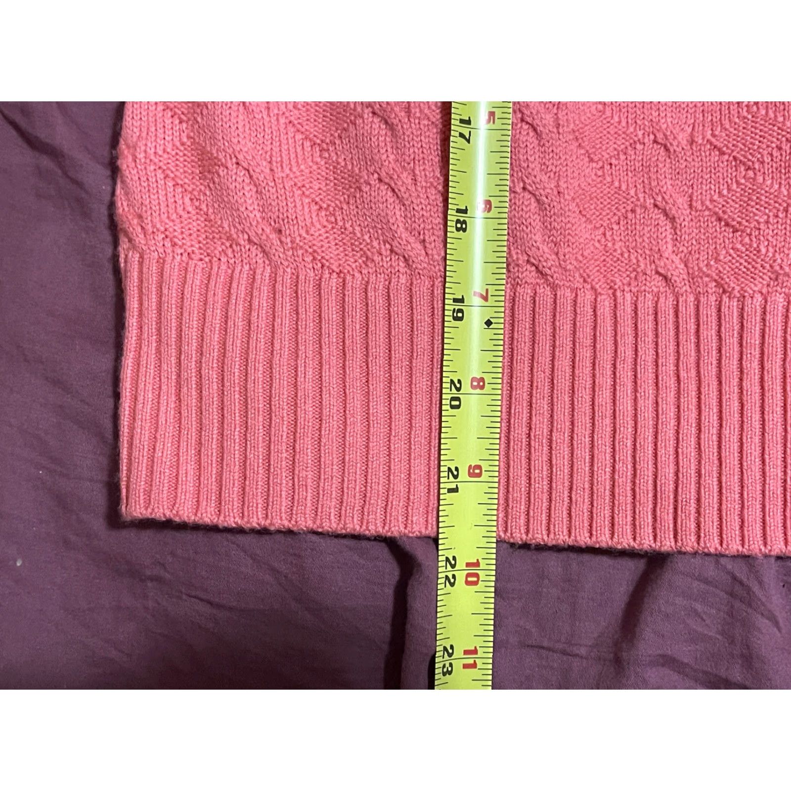 St. John St. John Yellow Label Pullover Sweater Petite 3/4 Sleeve Cable-Knit 100% Wool Salmon Women Solid Casual Business Size S / US 4 / IT 40 - 2 Thumbnail