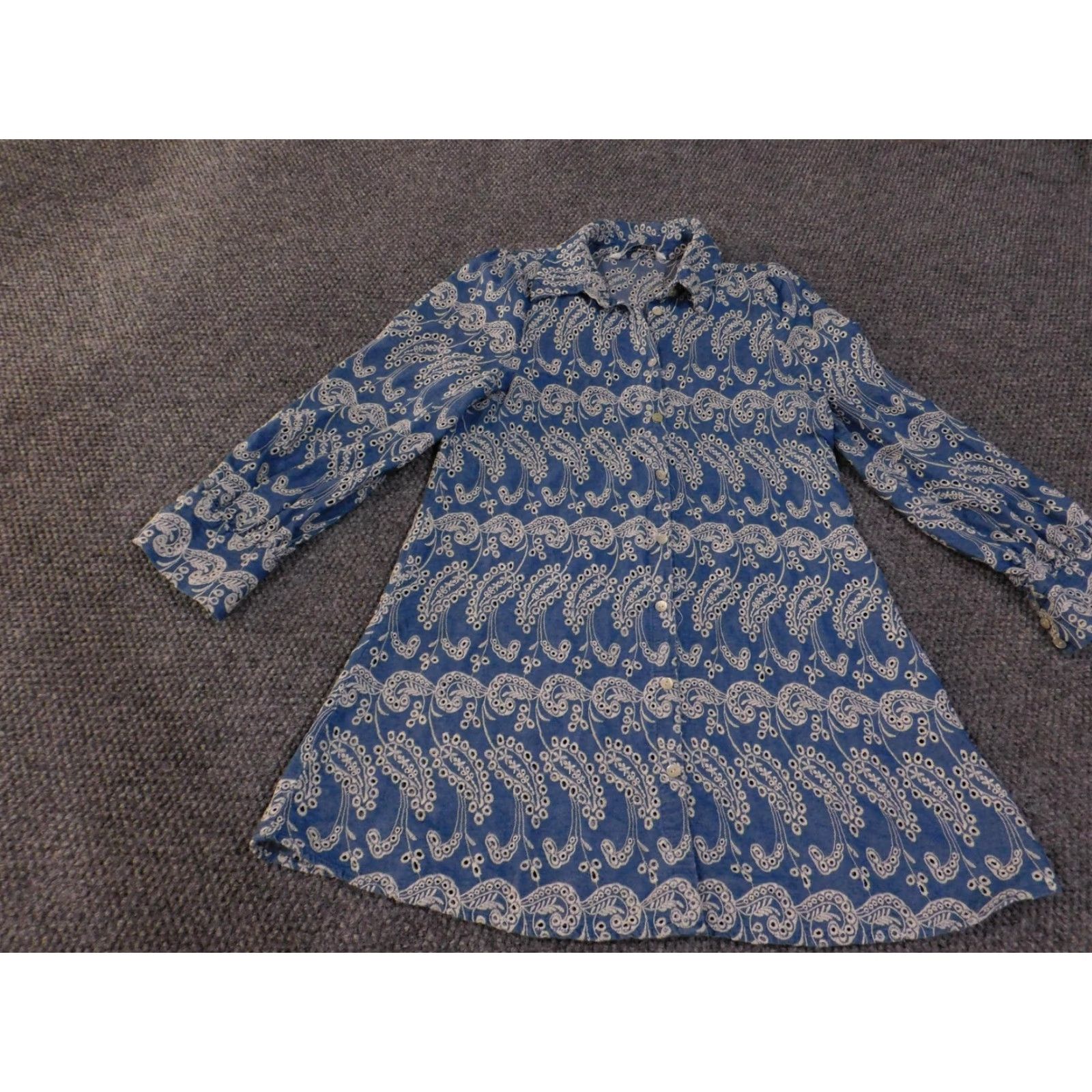 Zara Zara Shirt Womens Medium Blue Paisley Embroidered Button-Up Long Sleeve Top Blouse Size M / US 6-8 / IT 42-44 - 2 Thumbnail