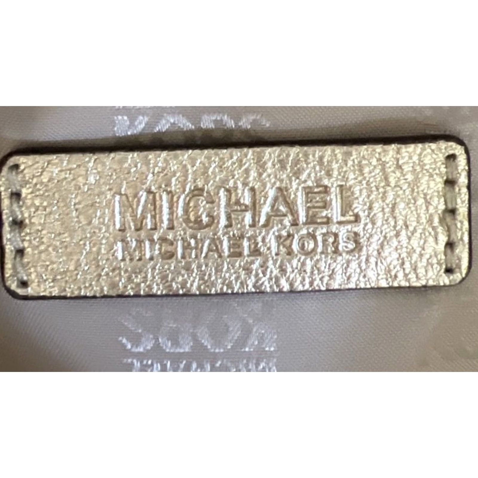 Vintage Michael Kors Jet Set Signature Tote Bag Shoulder Bag Beige Gold PVC Large Women Size ONE SIZE - 2 Thumbnail