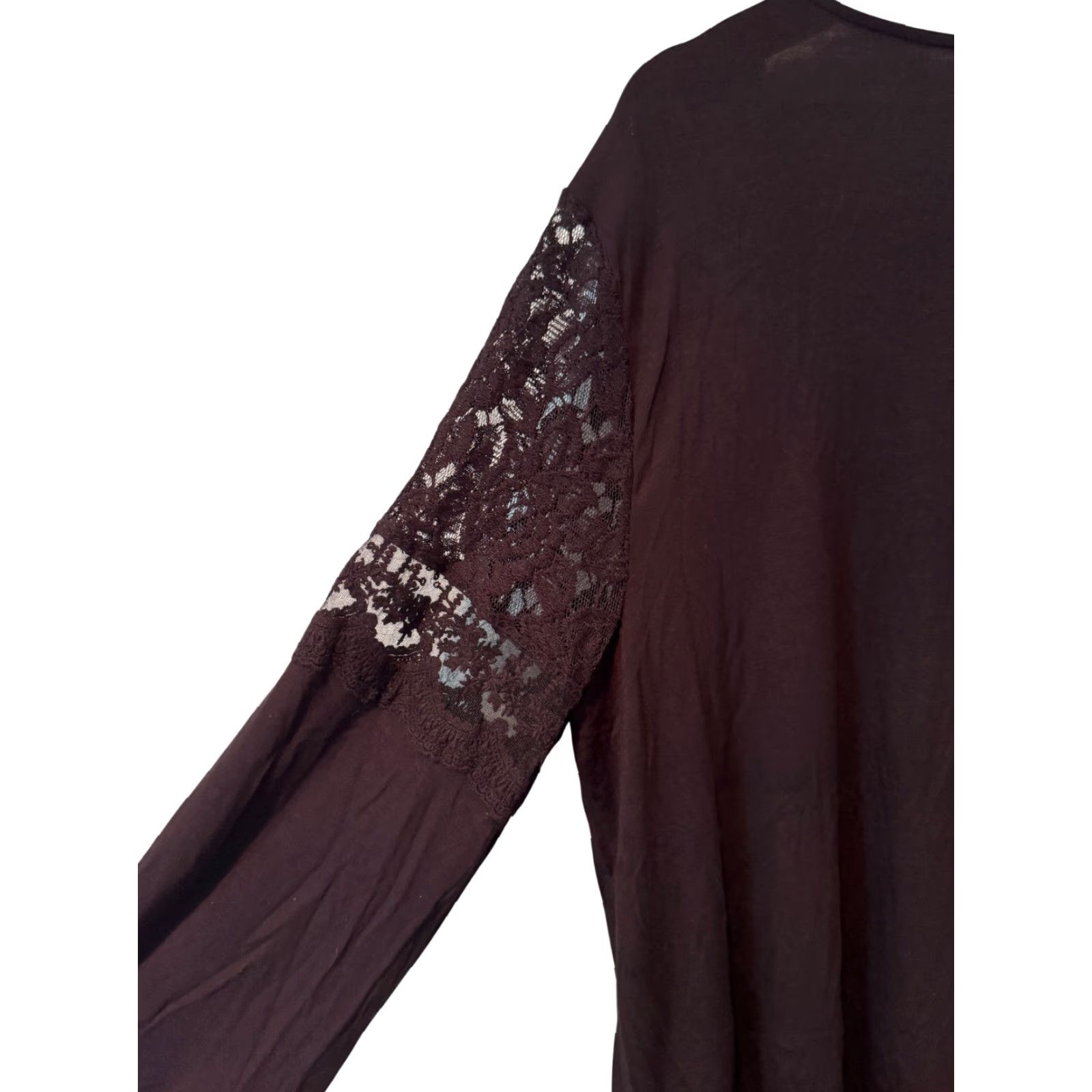 Vintage Style & Co Blouse Women XL Black Lace Floral Round Neck Casual Sleeve Long Crochet Ruffle Button Machine Washable Vintage No NWT MSRP 55 Womens Size XL / US 12-14 / IT 48-50 - 4 Thumbnail