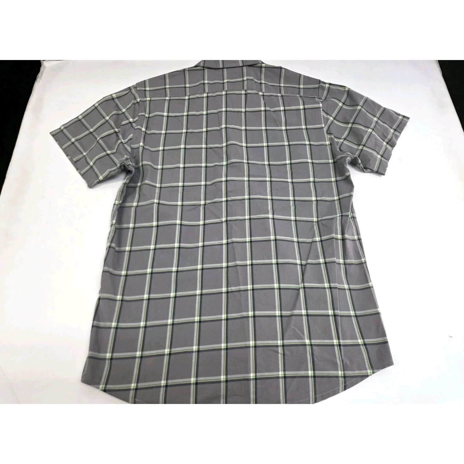 RVCA RVCA Mens Short Sleeve Snap Grey/Green Checkered Shirt Size Large Cotton #7791 Size US L / EU 52-54 / 3 - 4 Thumbnail