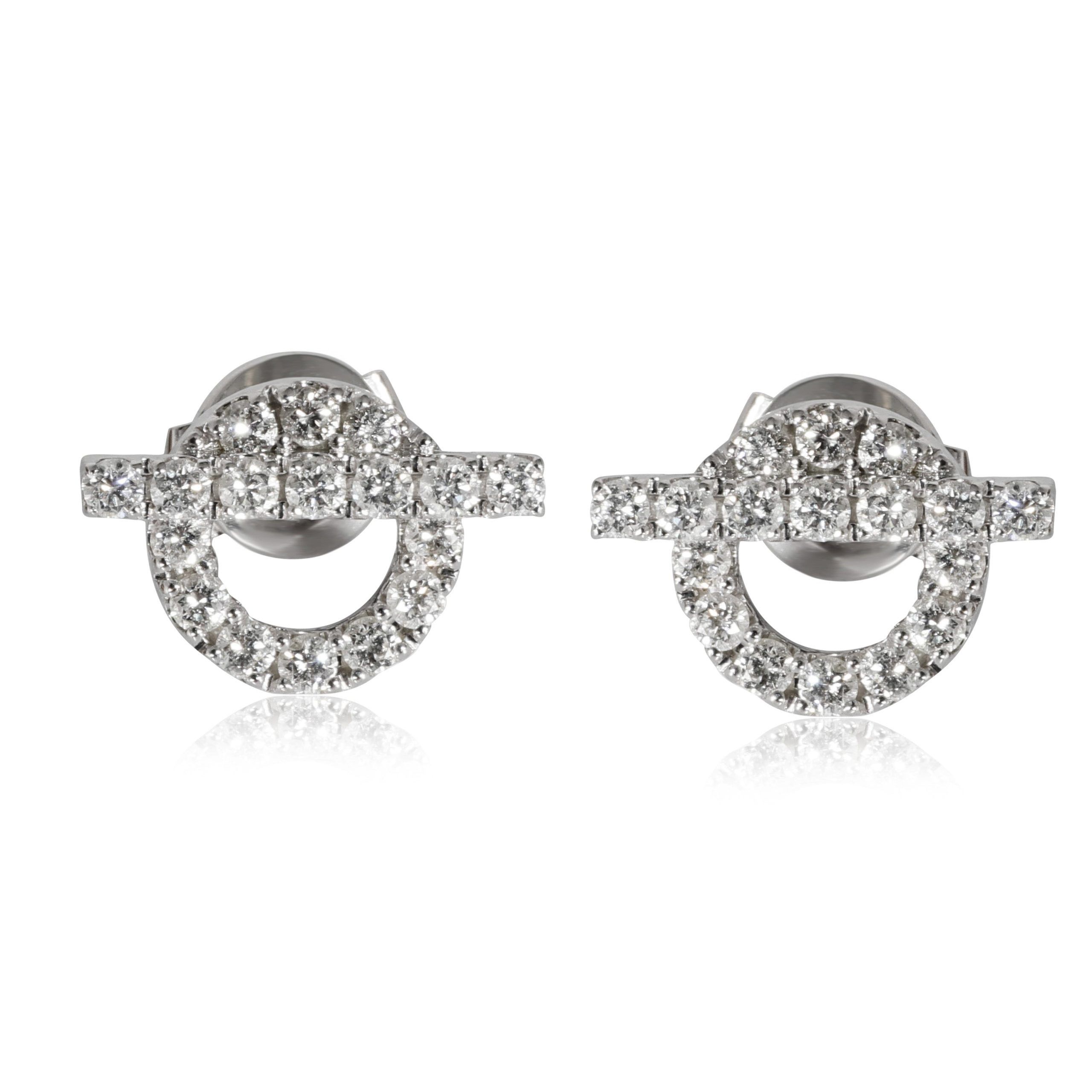 image of Hermes Finesse Diamond Stud Earrings In 18K White Gold 0.92 Ctw, Women's