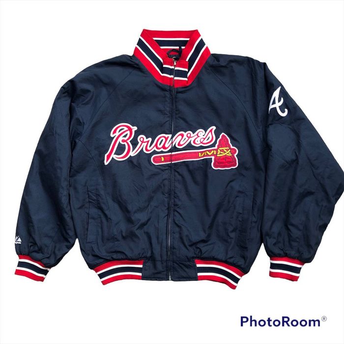 Vintage Atlanta Braves Satin Bomber Jacket Majestic Cooperstown Collection  XL 