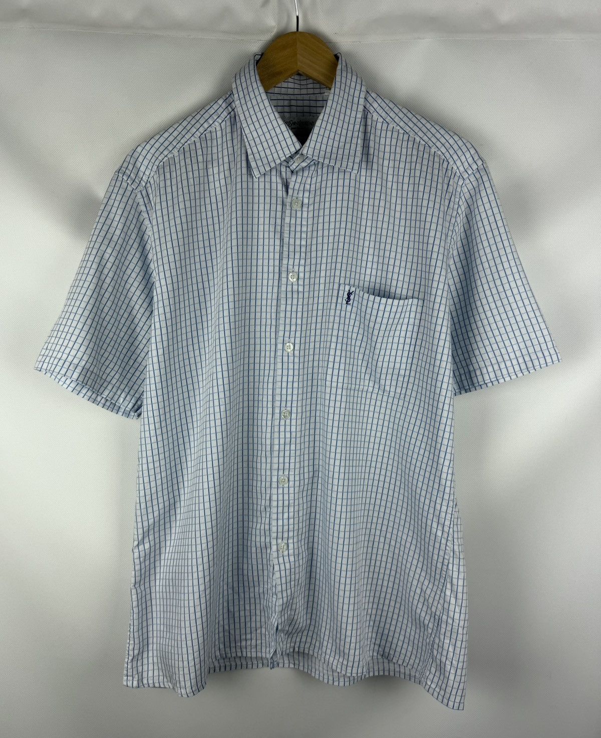 Yves Saint Laurent YSL Yves Saint Laurent Vintage 90s S/S Plaid Button Up Shirt Size US L / EU 52-54 / 3 - 1 Thumbnail