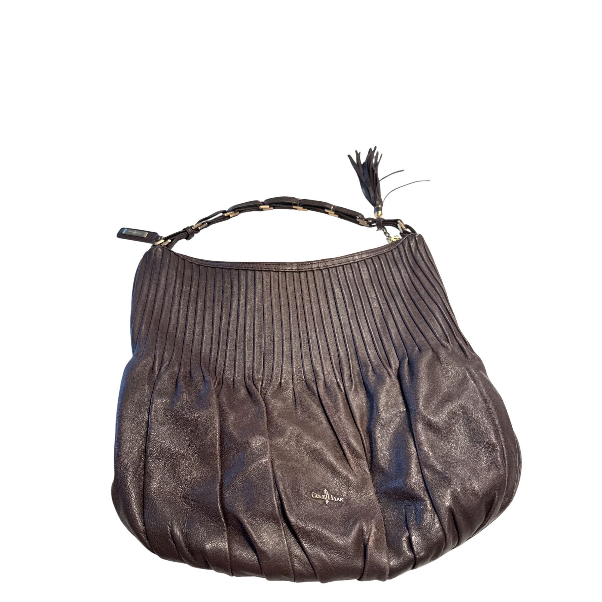 Cole Haan Cole Haan Womens Brown Leather Hobo tassel Shoulder Bag SKU Size ONE SIZE - 17 Thumbnail