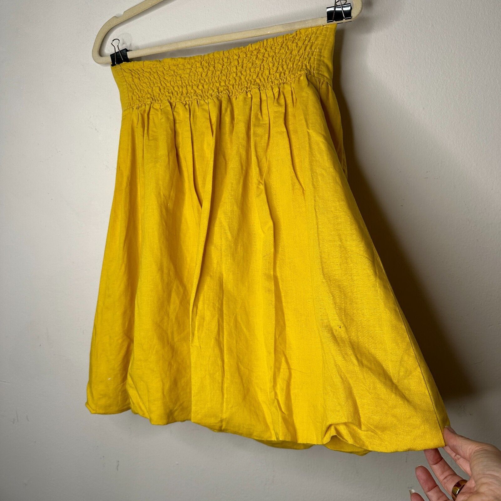 Other Twentyone Yellow Linen Sleeveless Blouson Mini Bead Bow Tie Size S / US 4 / IT 40 - 11 Thumbnail