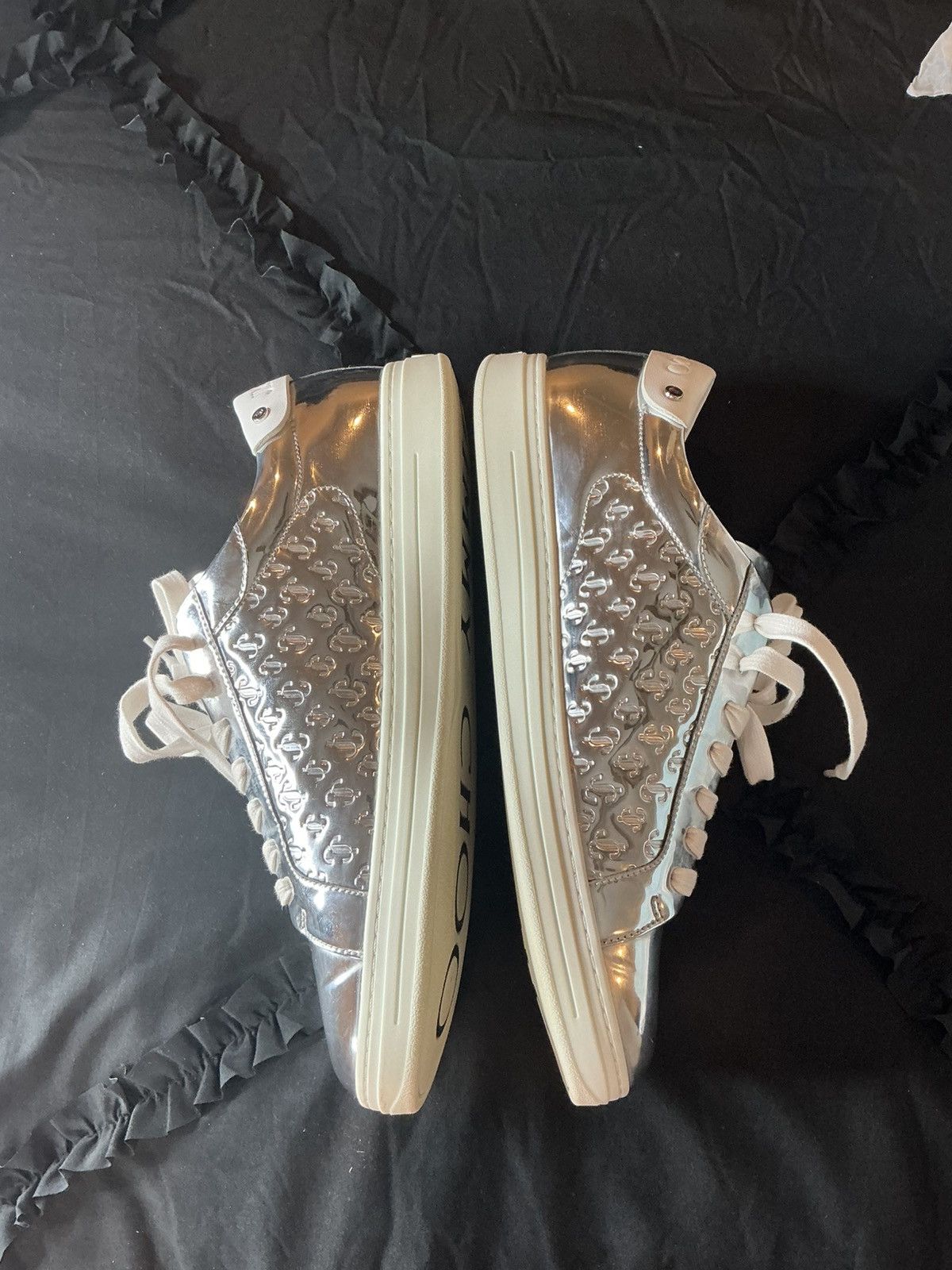 Jimmy Choo JIMMY CHOO ROME/M Logo Low-Tops – Metallic Silver Size US 11.5 / EU 44-45 - 4 Thumbnail