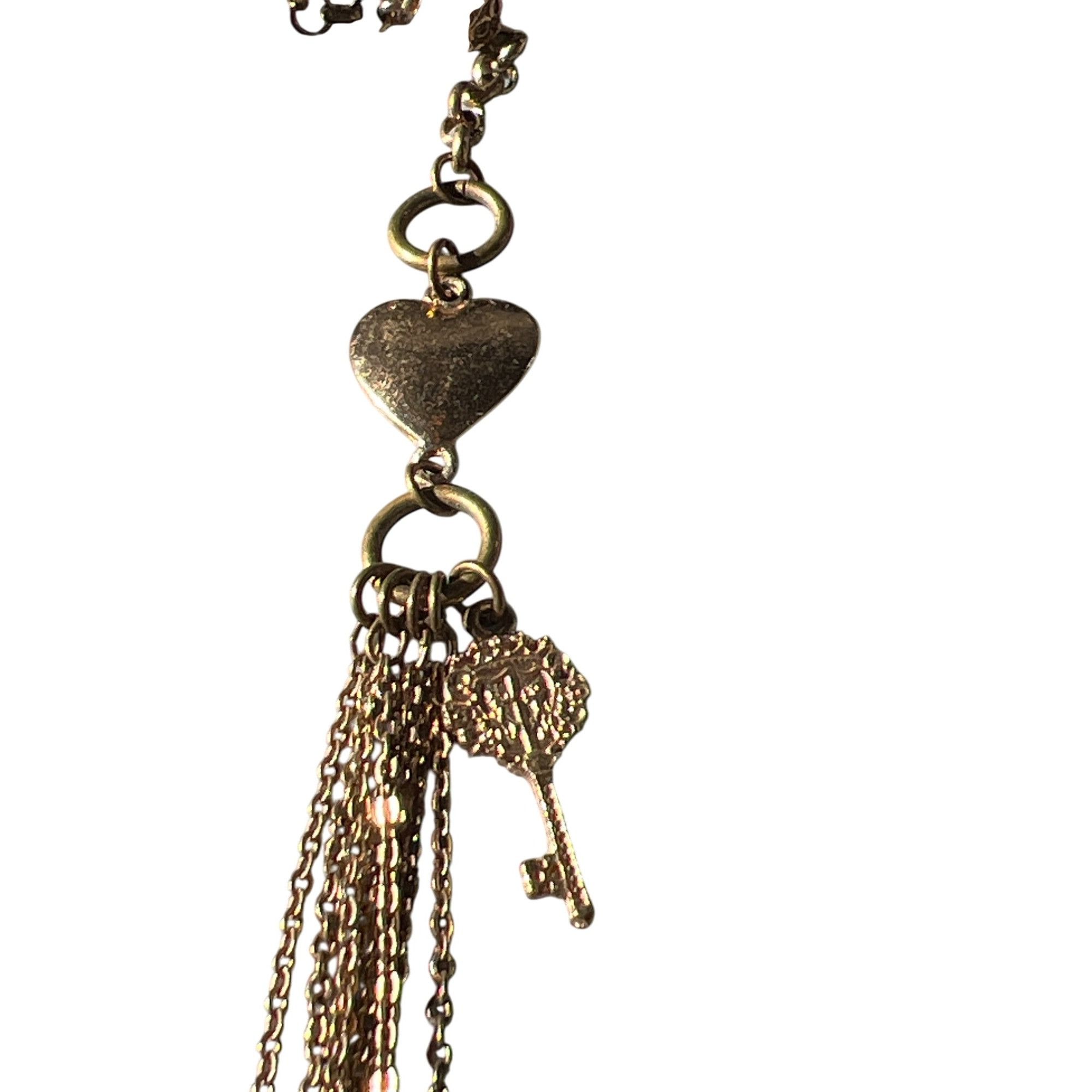 Other Cookie Lee Gold Tone Long Multi Chain Necklace Heart Key Fle Size ONE SIZE - 3 Thumbnail