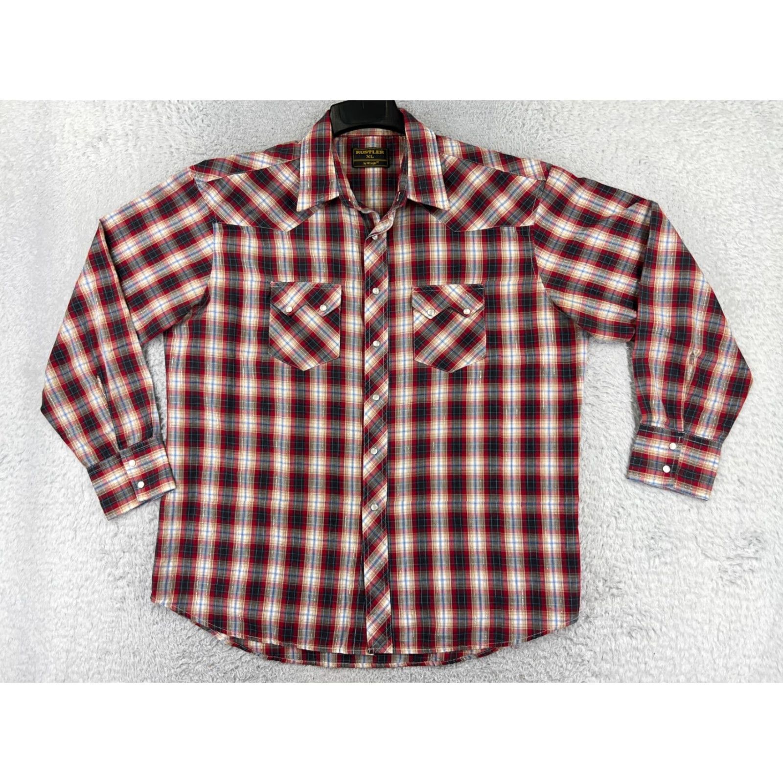Vintage Rustler Mens Shirt L Red Plaid Western Button-Up Cowboy Pearl Snaps Casual 44 in Chest Pattern Plaid Space: Cowboy, Western, American Mens Size US L / EU 52-54 / 3 - 2 Thumbnail