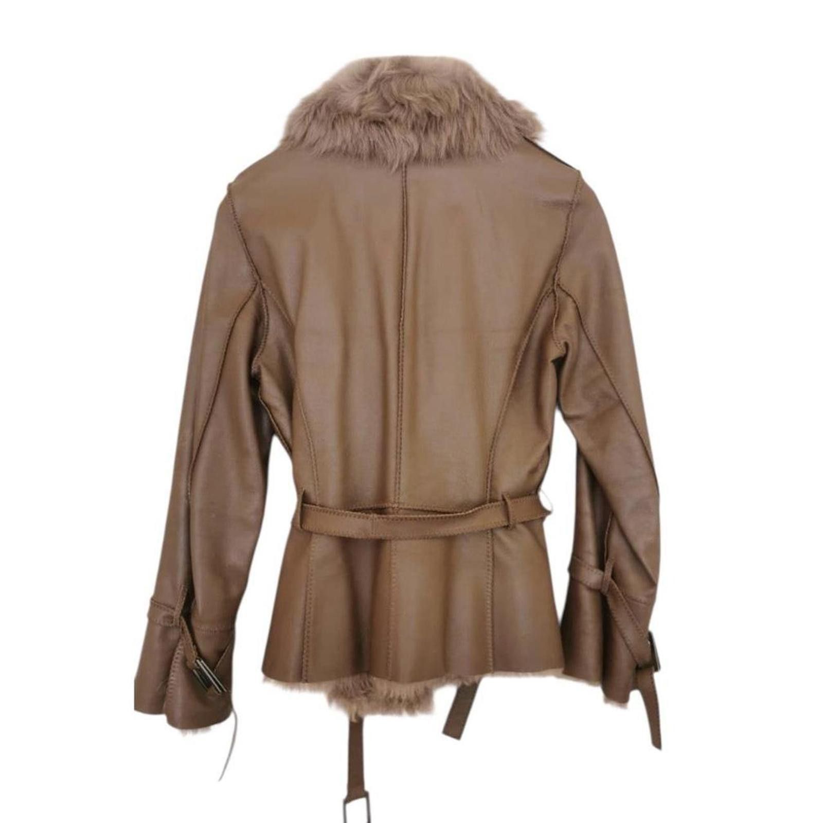 Other Real leather and fur grunge penny lane style brown jacket Size XS / US 0-2 / IT 36-38 - 2 Thumbnail