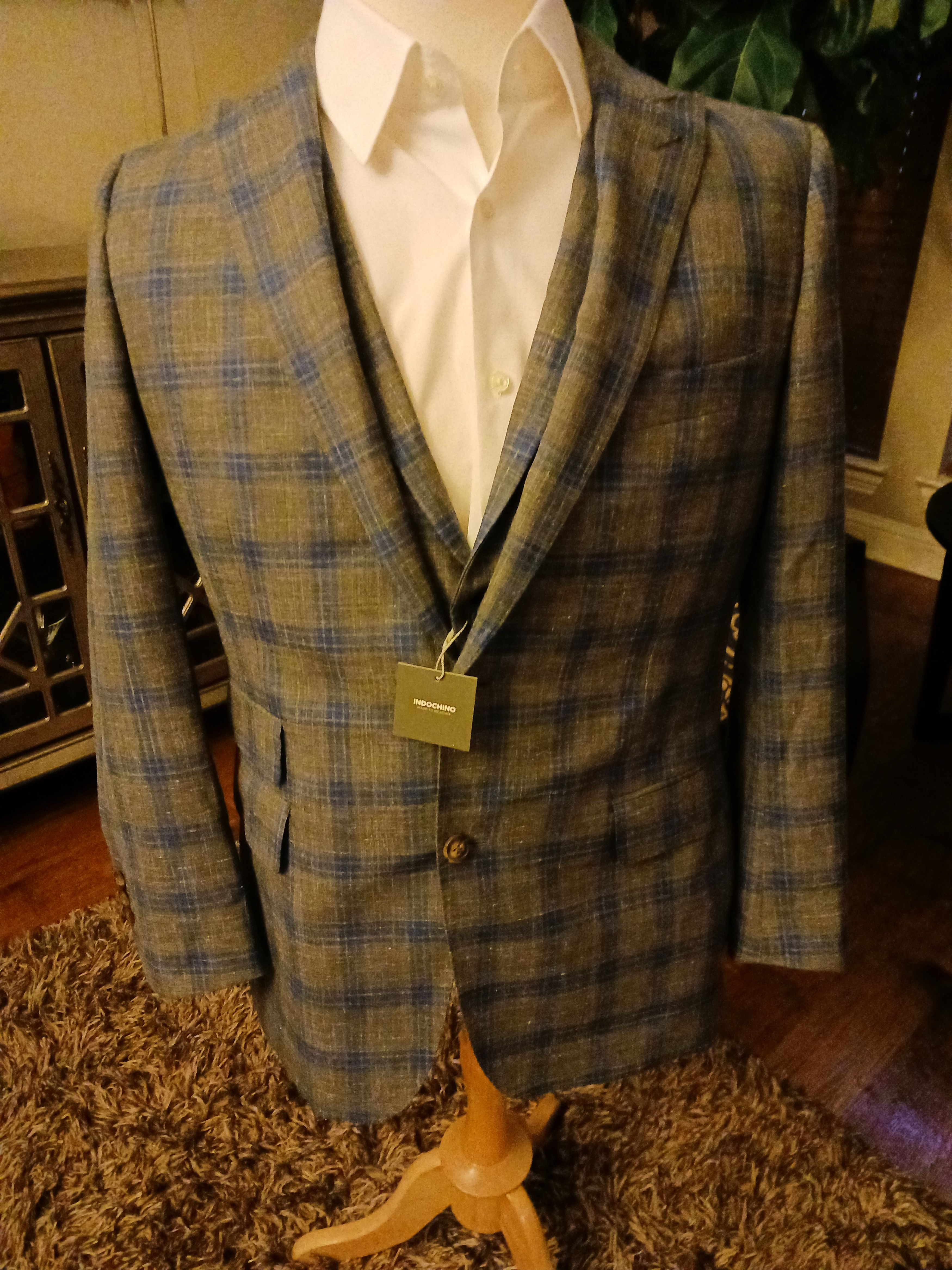 Indochino NWT Wool Blend Plaid Slim Fit 3 Piece Suit Size 40R - 6 Thumbnail