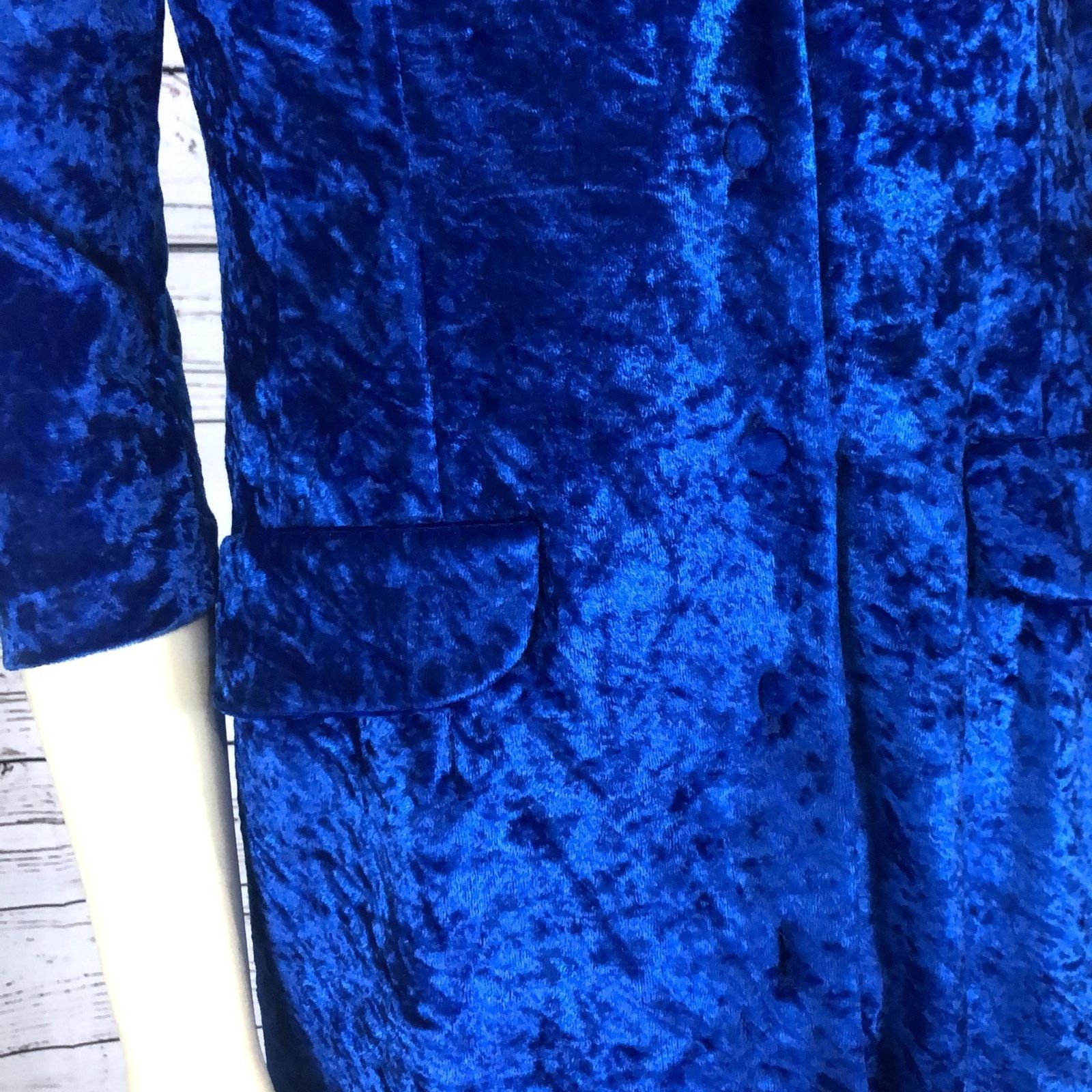 Handmade VVTG 70's handmade crushed velvet blue coat dress small Size S / US 4 / IT 40 - 6 Thumbnail