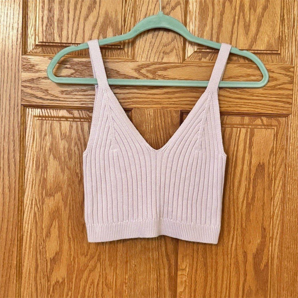 Other Aerie Tank Top Womens Size M Lavender Purple Ribbed Knit Cr Size M / US 6-8 / IT 42-44 - 1 Thumbnail