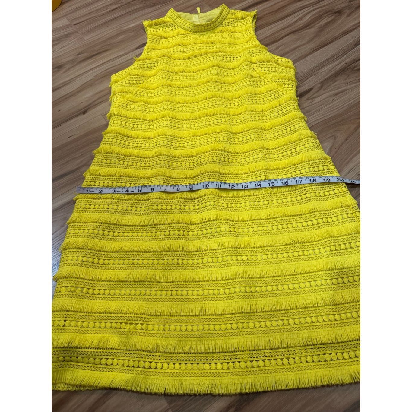 J.Crew J Crew NWT Yellow Fringe Tiered Lace Sheath Sleeveless Dress Size L / US 10 / IT 46 - 10 Thumbnail