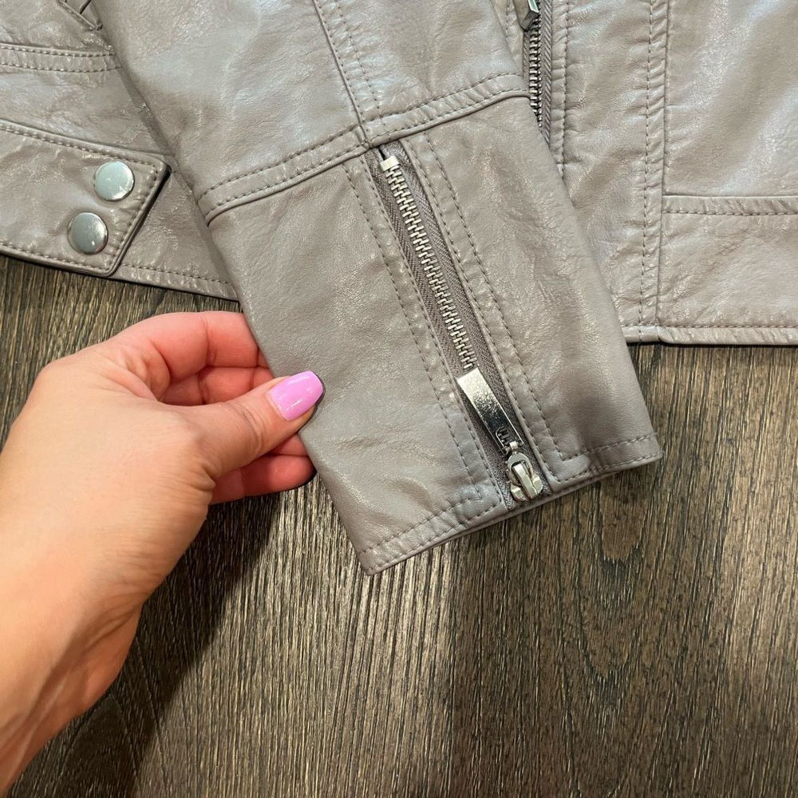 Apt. 9 Apt 9 Taupe Faux Leather Motorcycle Jacket Size M Size M / US 6-8 / IT 42-44 - 6 Thumbnail
