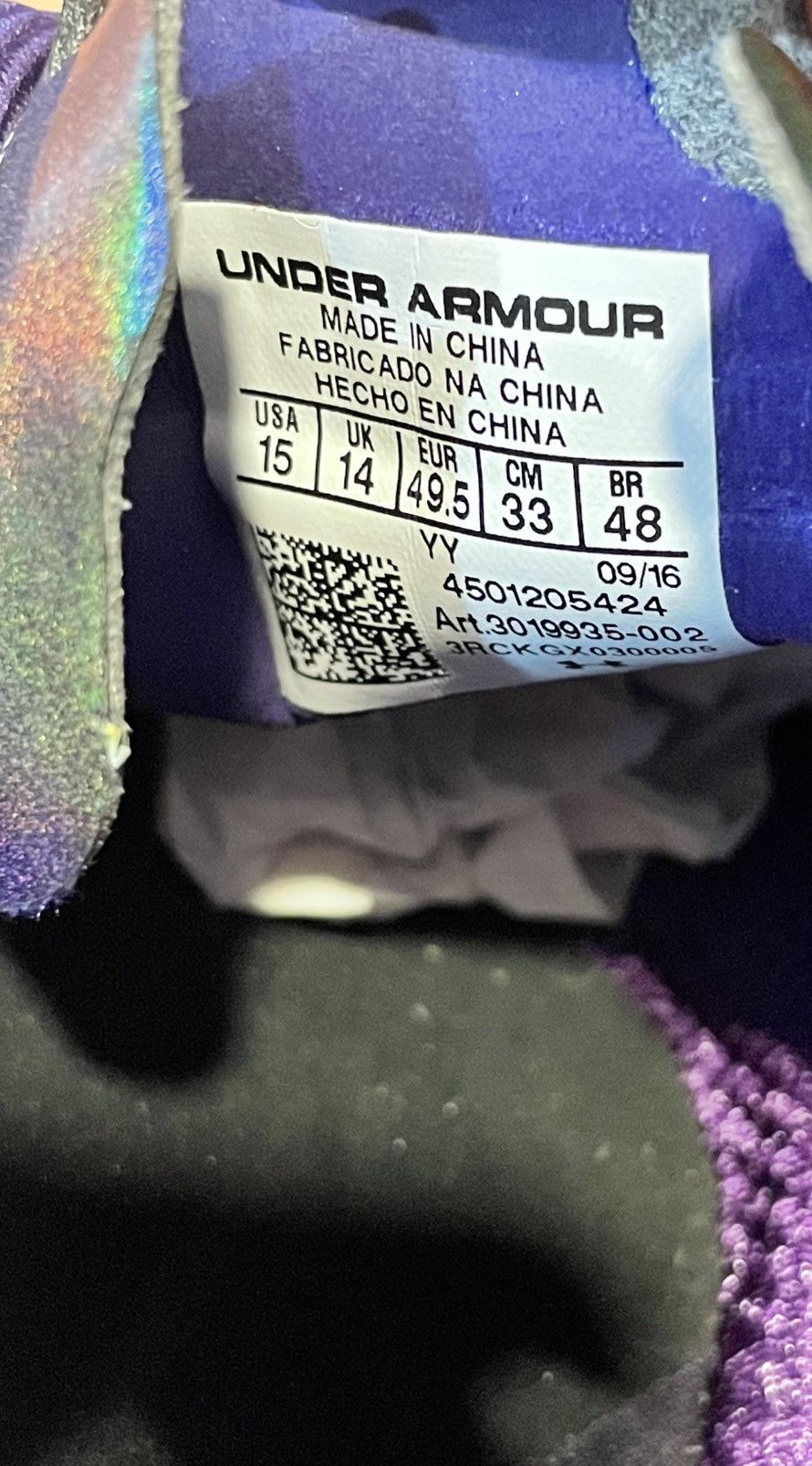 Under Armour Under Armour Spotlight LE ‘Black Purple’ (size mens 15) Size US 15 / EU 48 - 4 Thumbnail