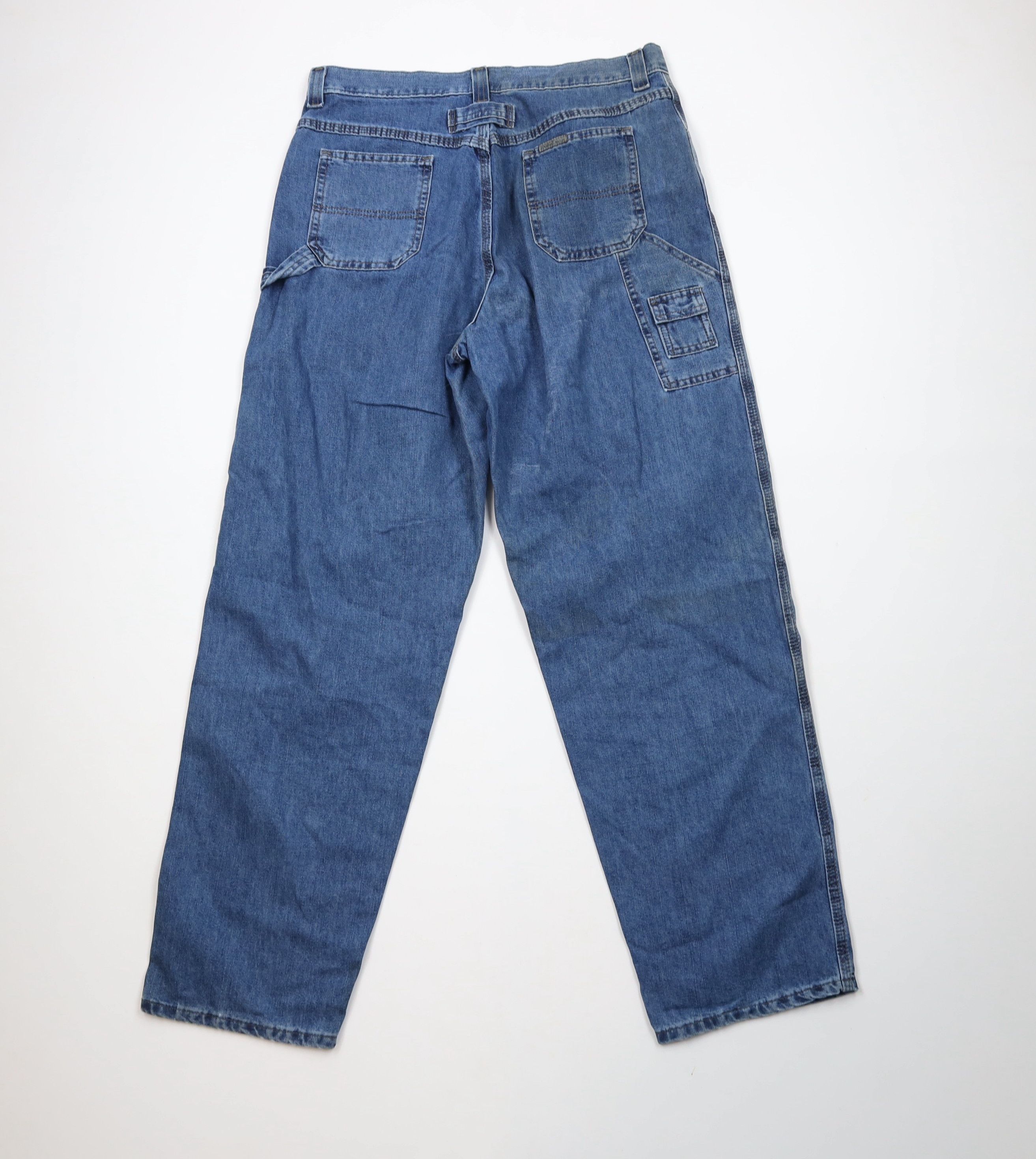 Lee × Vintage Vintage 90s Lee Rivet Wide Leg Dungaree Denim Jeans Blue Size 38" / US 16 / IT 52 - 11 Thumbnail