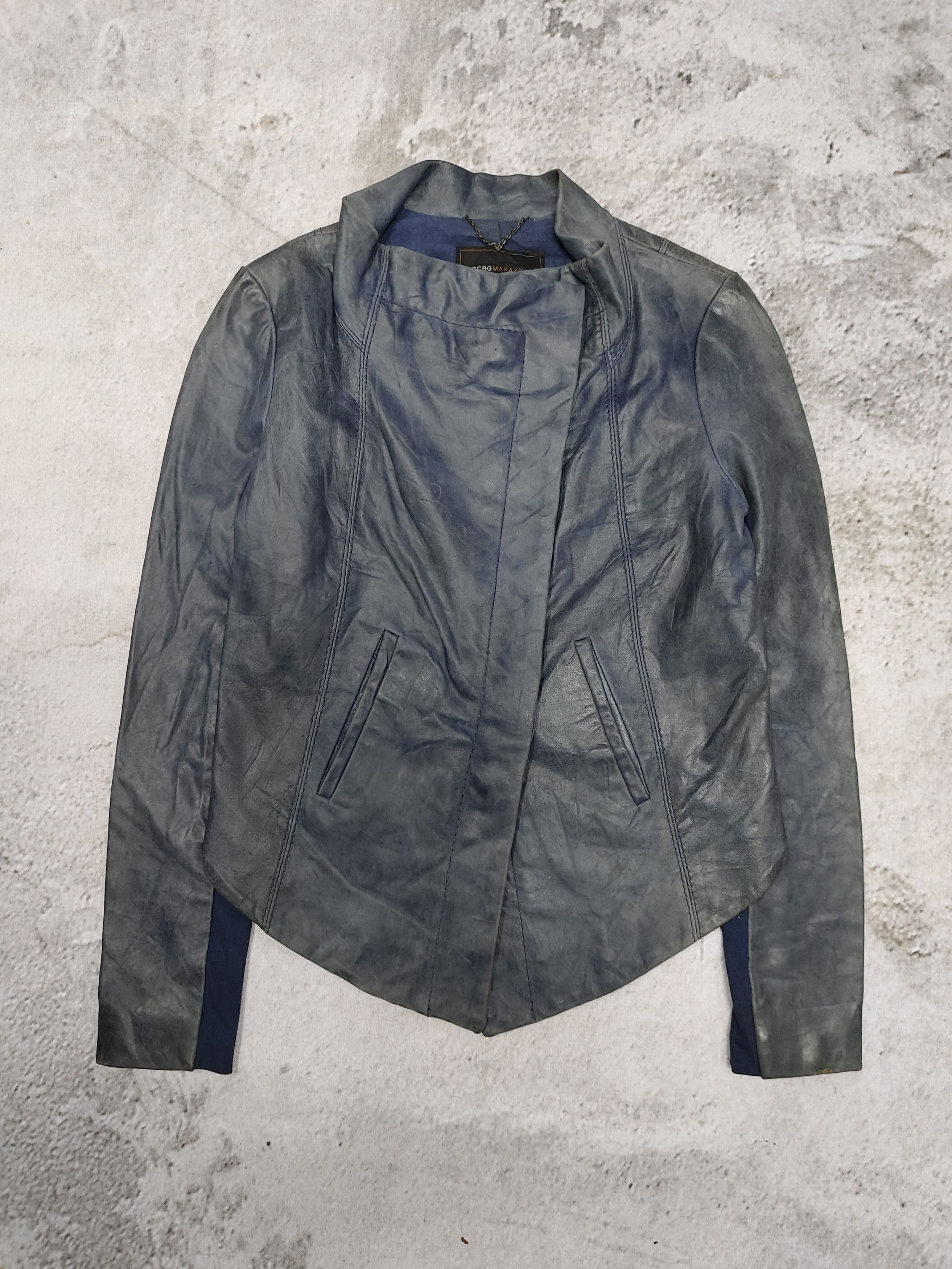 Bcbgmaxazria 2000s BCBGMAXAZRIA-Asymmetric High Collar Apocalypse Leather Size M / US 6-8 / IT 42-44 - 1 Thumbnail