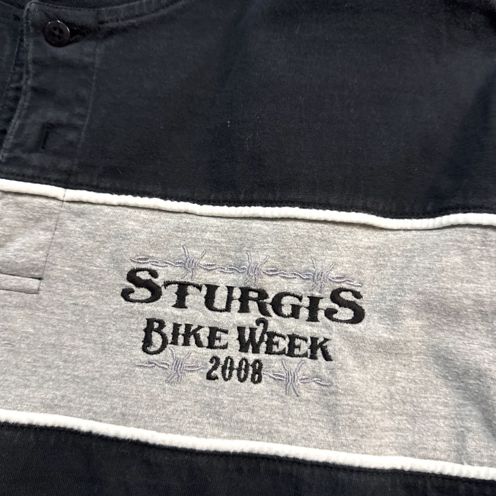 Vintage VINTAGE Sturgis Bike Week 00’s 08’ Men’s Large Black 1/4 Button Up T-Shirt - Mens L Size US L / EU 52-54 / 3 - 2 Thumbnail
