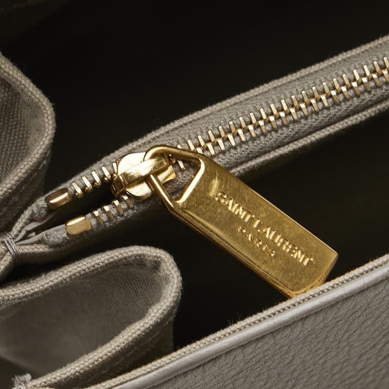 Saint Laurent Paris Saint Laurent Leather Canvas Muse Two Shoulder Bag Gray Size ONE SIZE - 6 Thumbnail