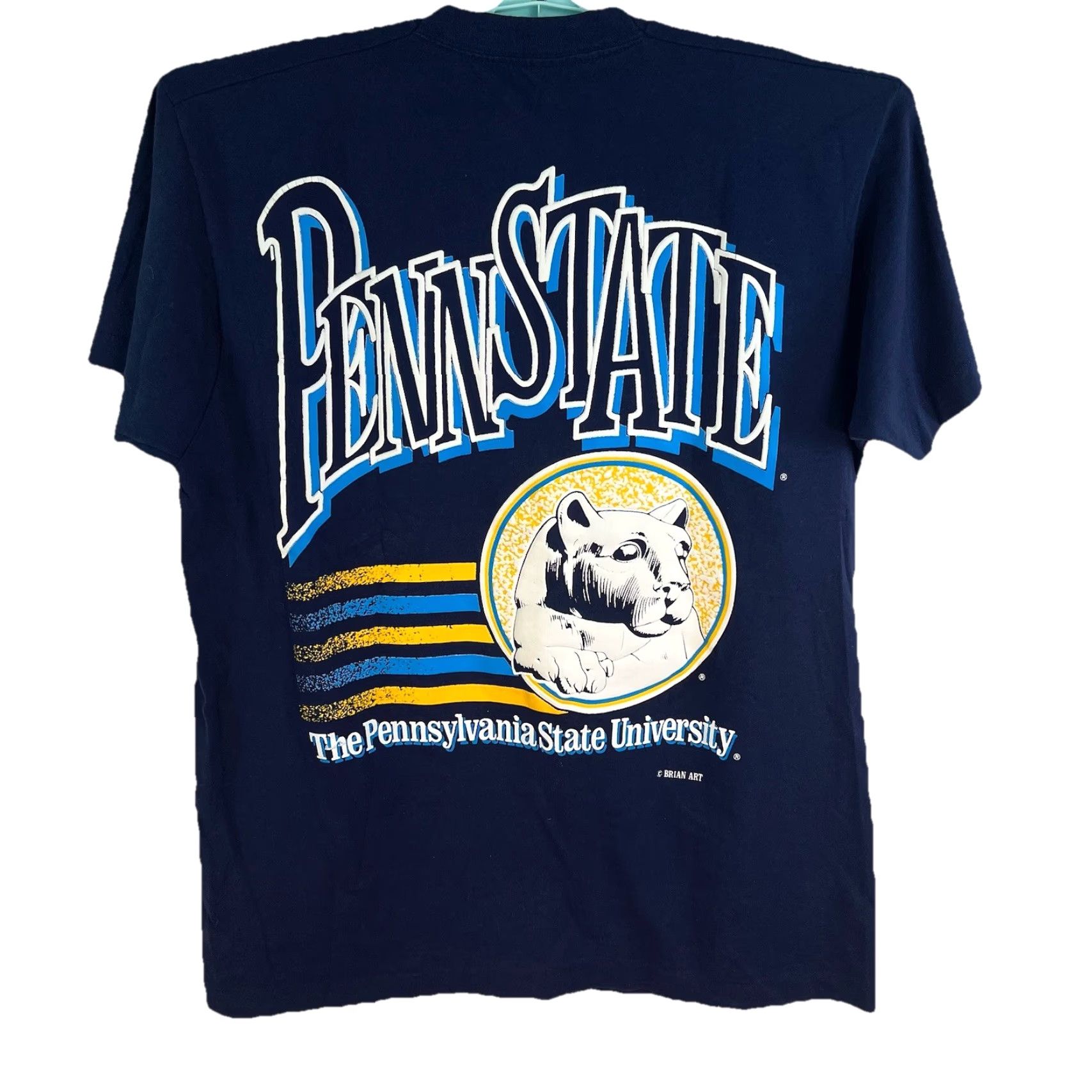 Penn VINTAGE Penn State T-shirt Nittany Lions Raised Letter Crew Neck Blue XL Men’s 90s College Football Graphic Print Short Sleeve USA Size US XL / EU 56 / 4 - 2 Thumbnail