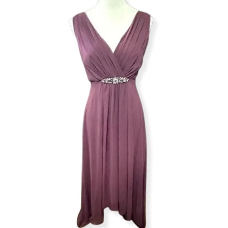 Other Eliza J Embellished Chiffon Dress High Low Plum Purple 2 Size XS / US 0-2 / IT 36-38 - 2 Thumbnail