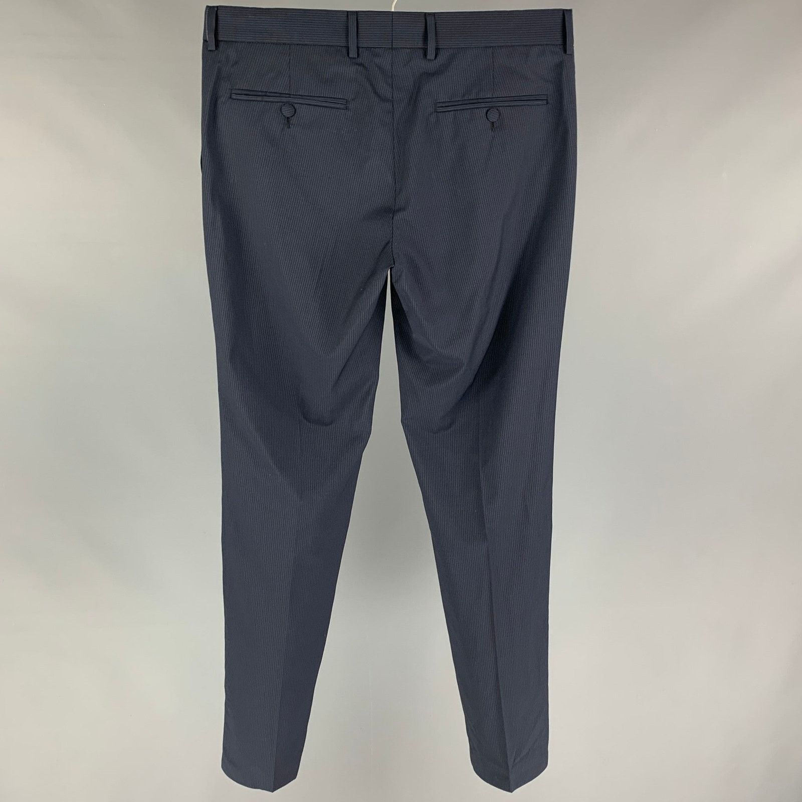 The Kooples THE KOOPLES Size 32 Navy Stripe Wool Zip Fly Dress Pants Size US 32 / EU 48 - 2 Thumbnail