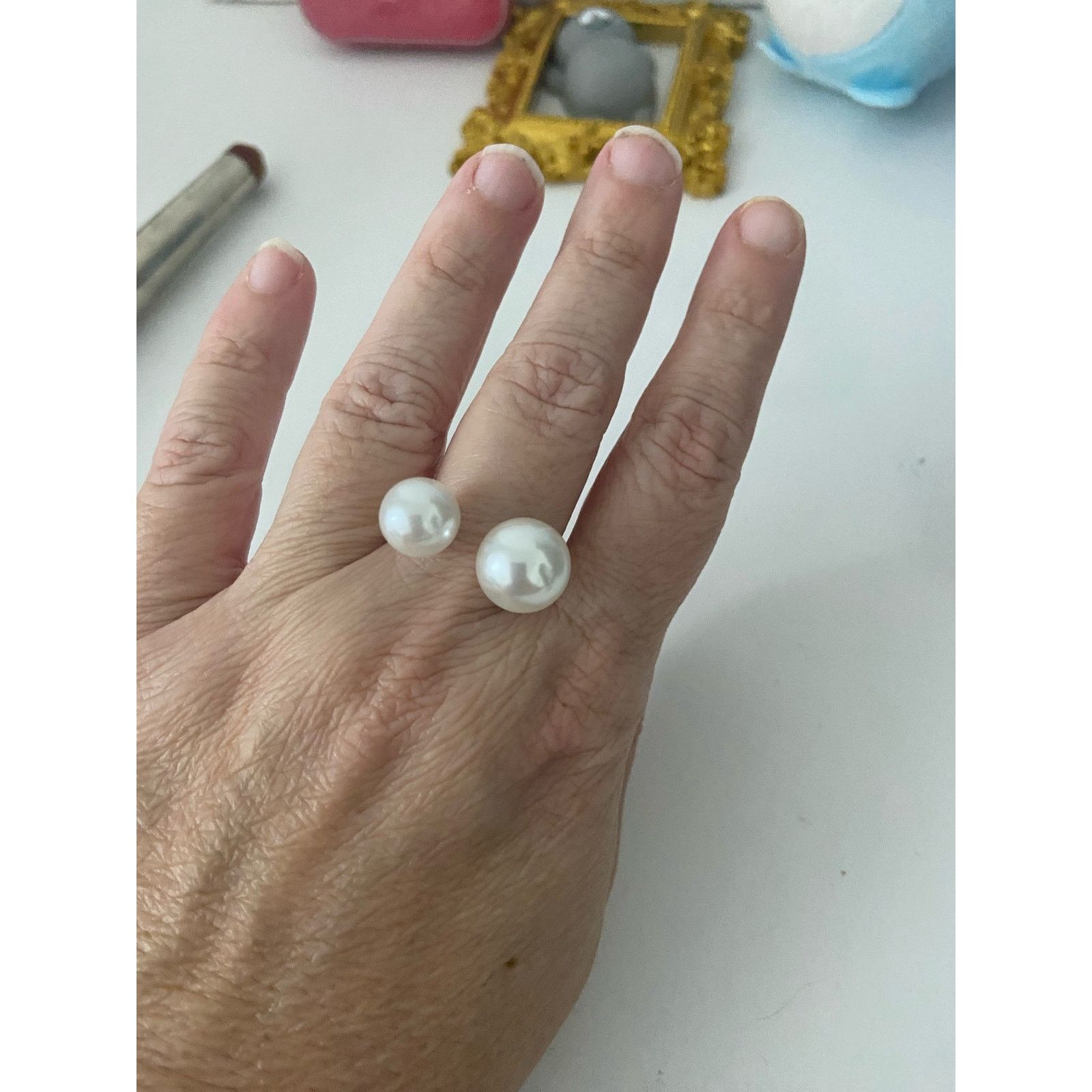 Other faux pearl ring size 8 silver tone Size ONE SIZE - 2 Thumbnail