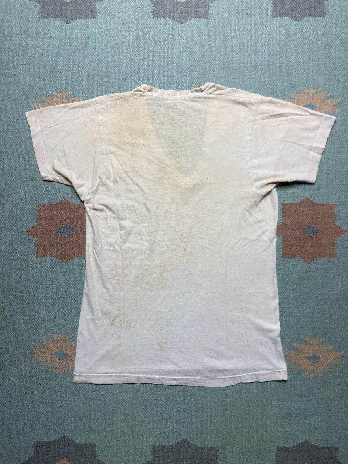 Vintage Vintage 70s blank white t shirt v neck soft grunge cotton M Size US M / EU 48-50 / 2 - 2 Thumbnail