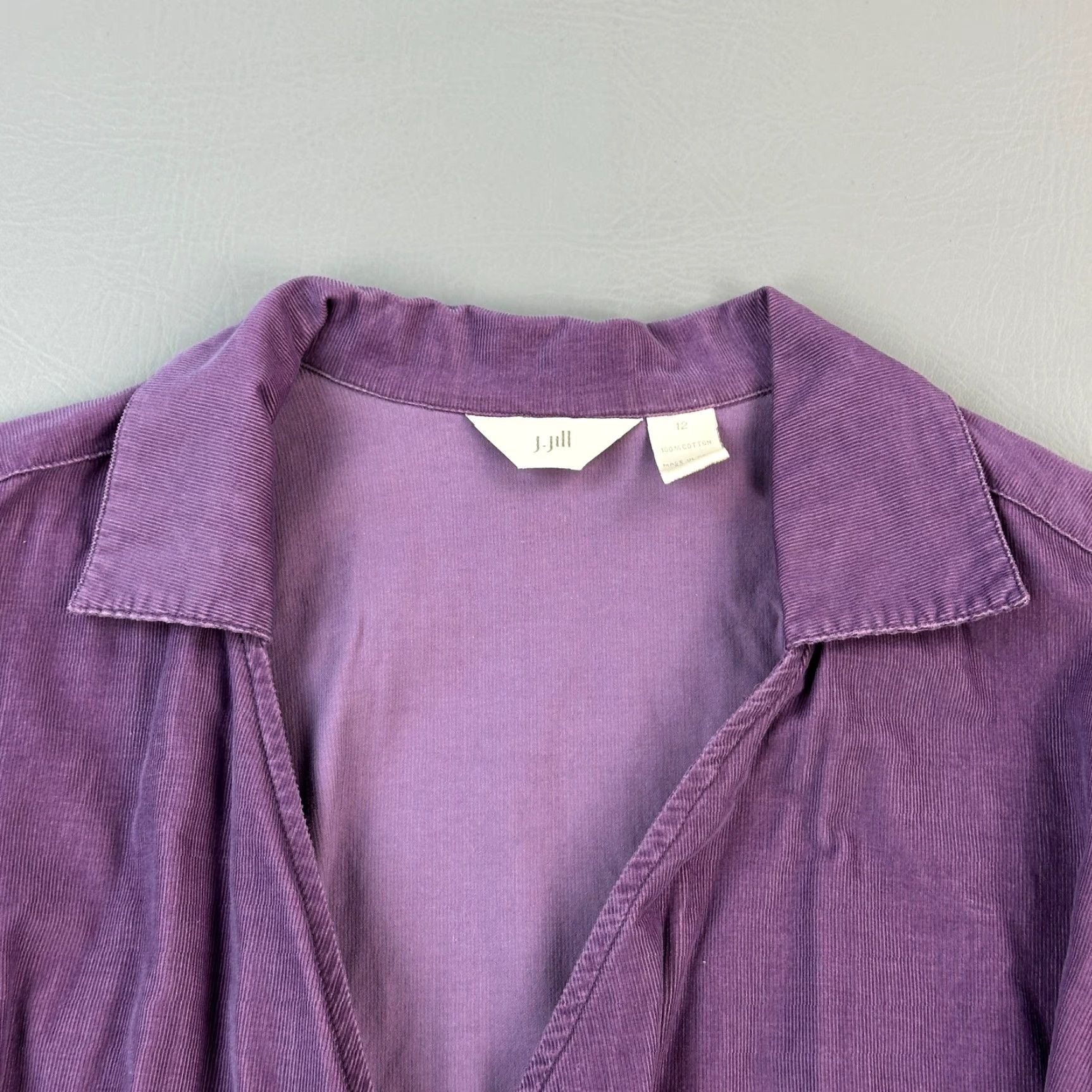 J. Jill J Jill Wrap Jacket Women's 12 Purple Corduroy Tie Front 3/4 Sleeve Casual Jacket Size XL / US 12-14 / IT 48-50 - 4 Thumbnail