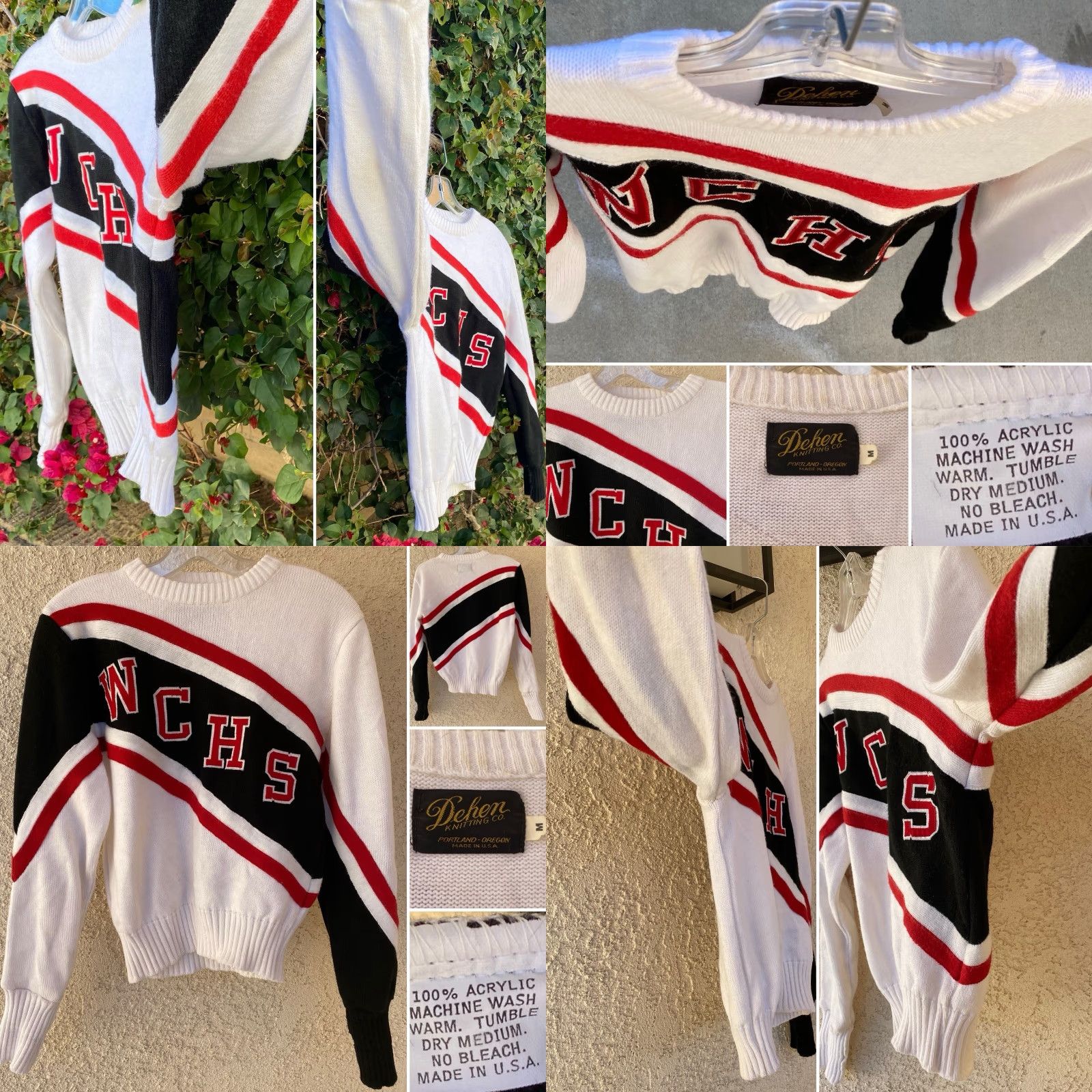 Vintage VINTAGE Dehen Cheerleader Sweater WCHS White Black Red Acrylic Knit Size M Size M / US 6-8 / IT 42-44 - 8 Thumbnail