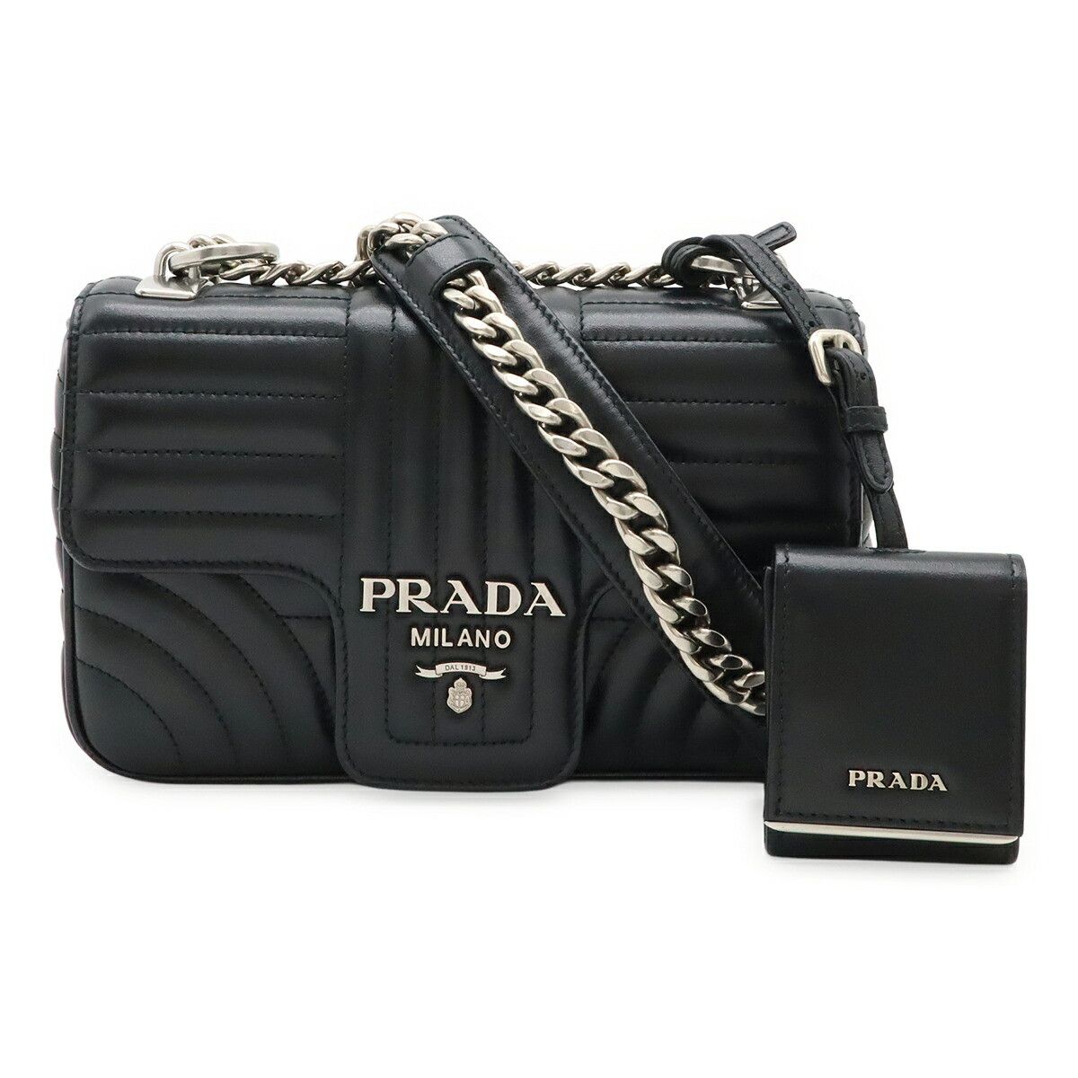 Prada Prada Prada Diagramme Soft Calf Shoulder Bag Leather Shoulder Bag 1BD107 Size ONE SIZE - 1 Thumbnail