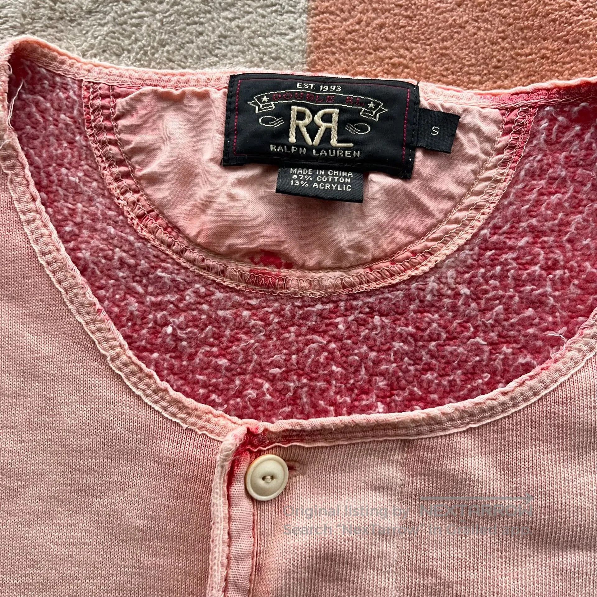 RRL Ralph Lauren RRL Pink Henley Sweater. Size US S / EU 44-46 / 1 - 4 Thumbnail