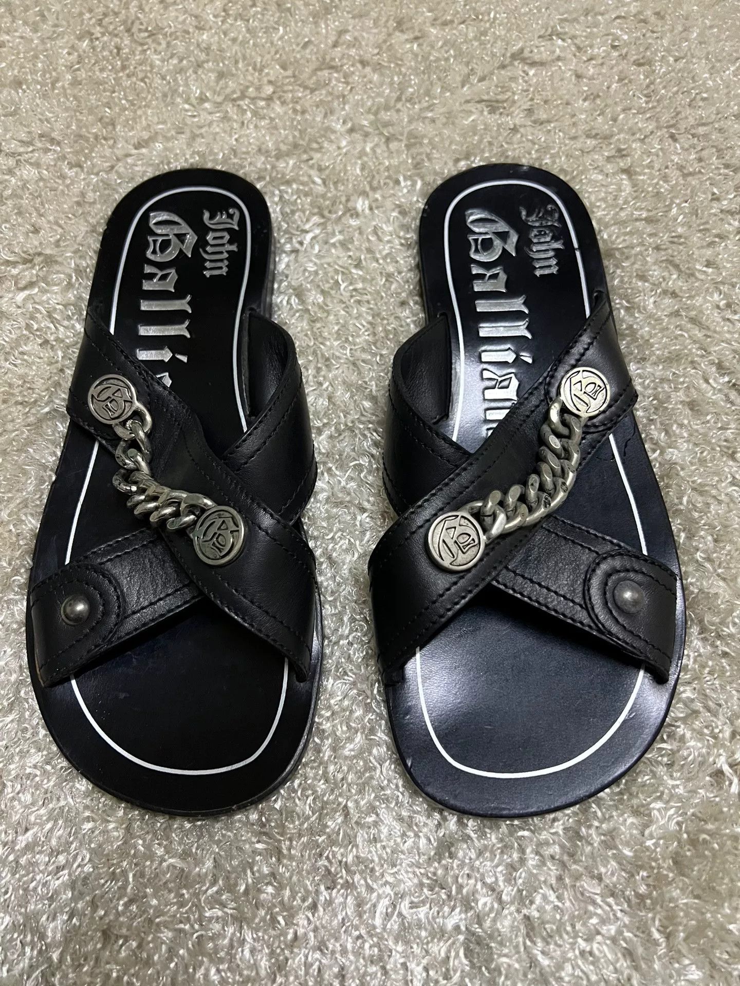 John Galliano John Galliano Men's Leather Roman Sandals Size US 7 / EU 40 - 1 Thumbnail