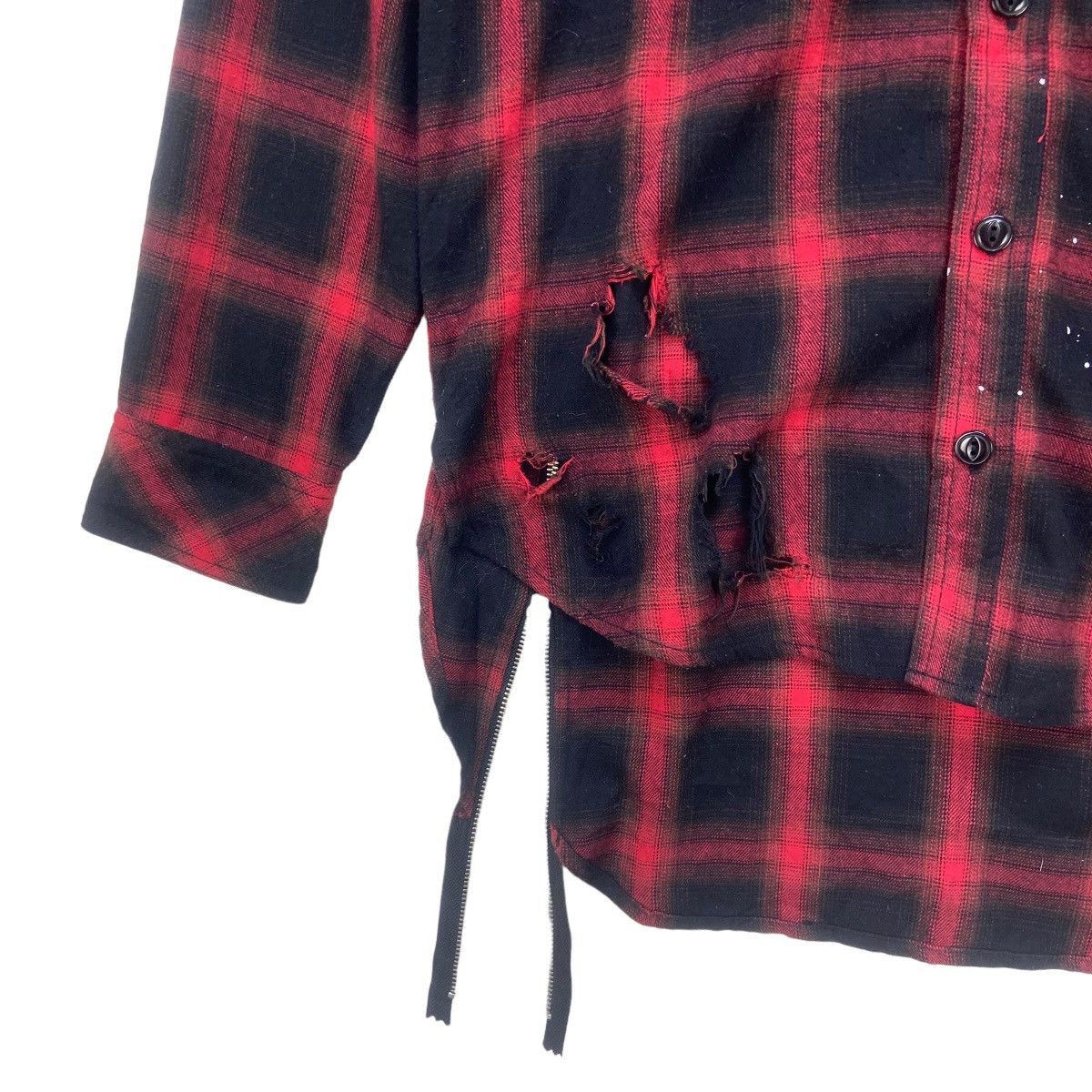 Flannel Japanese Brand Black Flame Gothic Punk Distressed Flannel Size US S / EU 44-46 / 1 - 7 Thumbnail