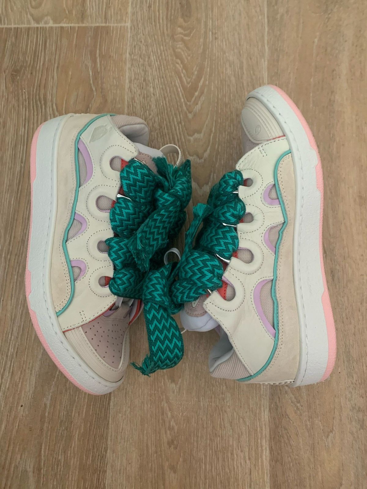 Lanvin *BRANDNEW* Lanvin White Pink turquoise Curb Sneaker Sz.40 Size US 10 / IT 40 - 1 Thumbnail