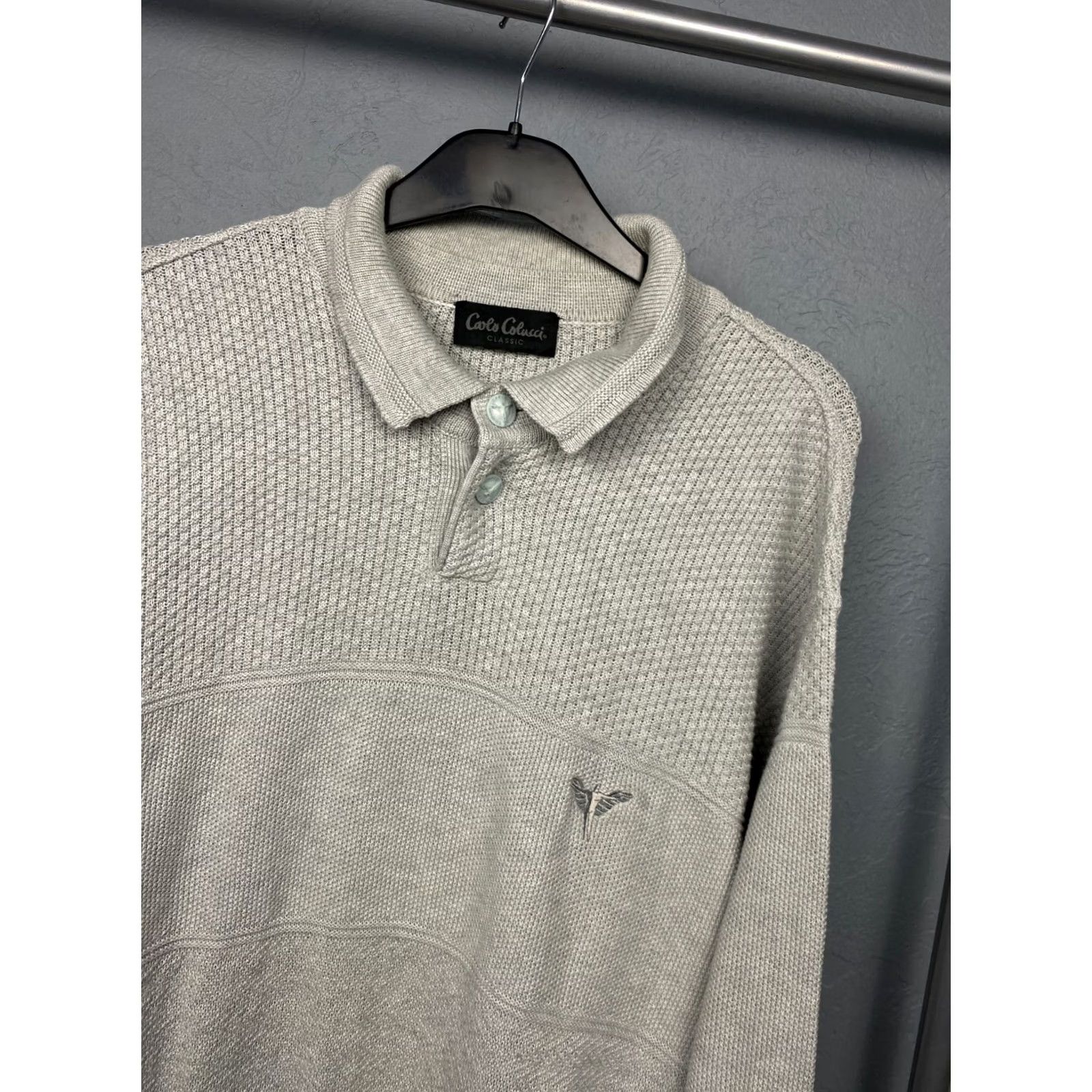Carlo Colucci Carlo Colucci Mens Knit Sweater Size L Gray Vintage Shirt Pullover Knit Cotton Size US L / EU 52-54 / 3 - 2 Thumbnail