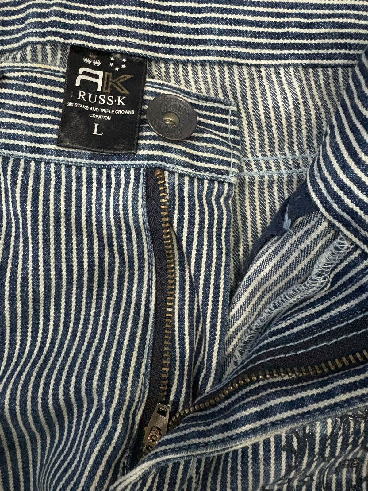 Yoshiyuki Konishi Vintage Japanese Brand Hickory Patched Bootcut Jeans Size US 34 / EU 50 - 9 Thumbnail
