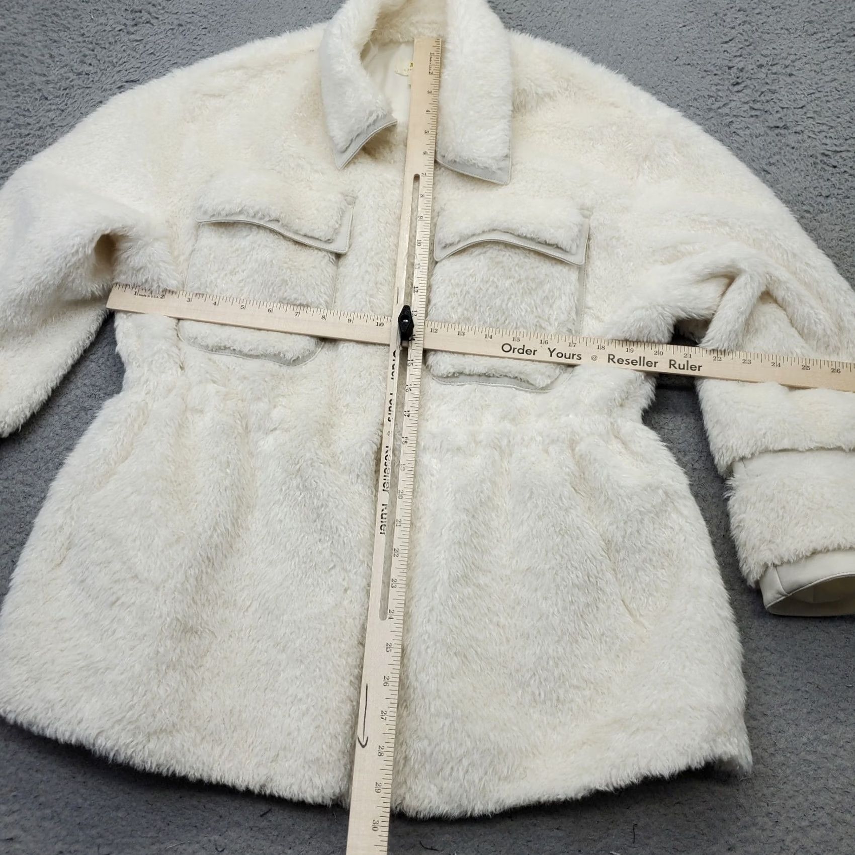 Vintage Maeve by Anthropologie Womens Jacket S Tan Cinch Waist Faux Fur Jacket Tan 100% Polyester Short Sleeve Pocket Mock Slim Fit Womens Size S Size S / US 4 / IT 40 - 3 Thumbnail