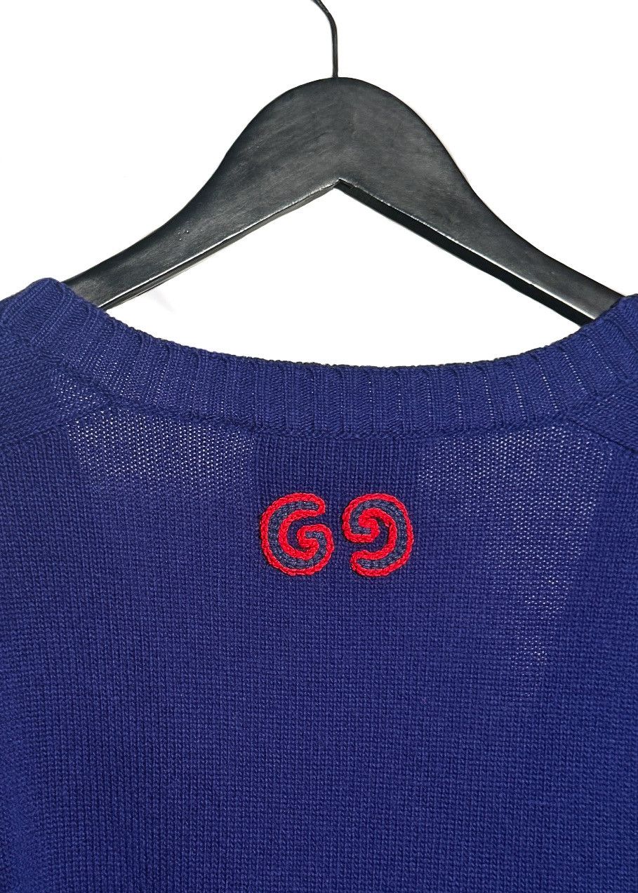 Gucci Gucci Blue GG Embroidery Wool Cardigan Sweater - SMALL Size S / US 4 / IT 40 - 4 Thumbnail