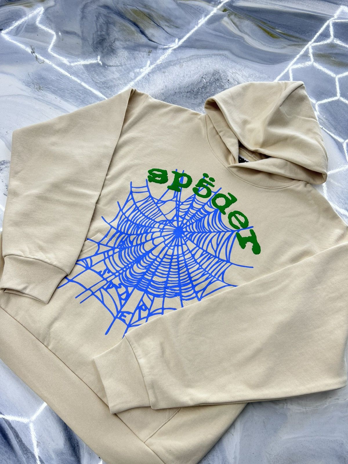Sp5der Sp5der Web V2 Hoodie Cream Green Blue Size M Size US M / EU 48-50 / 2 - 4 Thumbnail