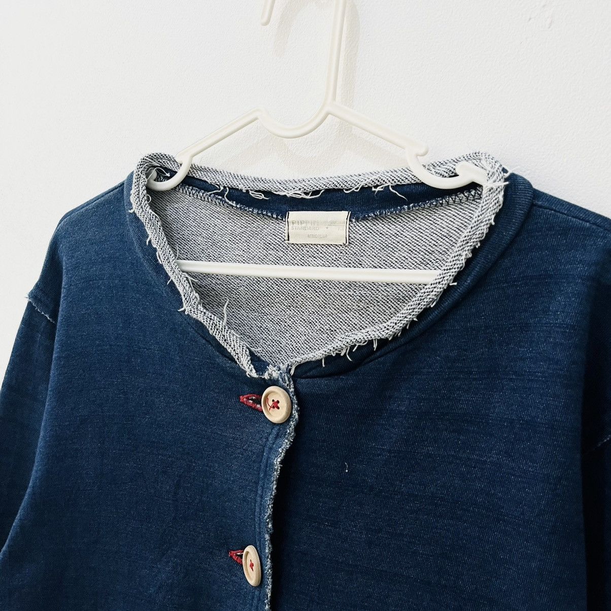 Japanese Brand Pippin Standard Unfinished Indigo Blue Cotton Cardigan Size US M / EU 48-50 / 2 - 3 Thumbnail