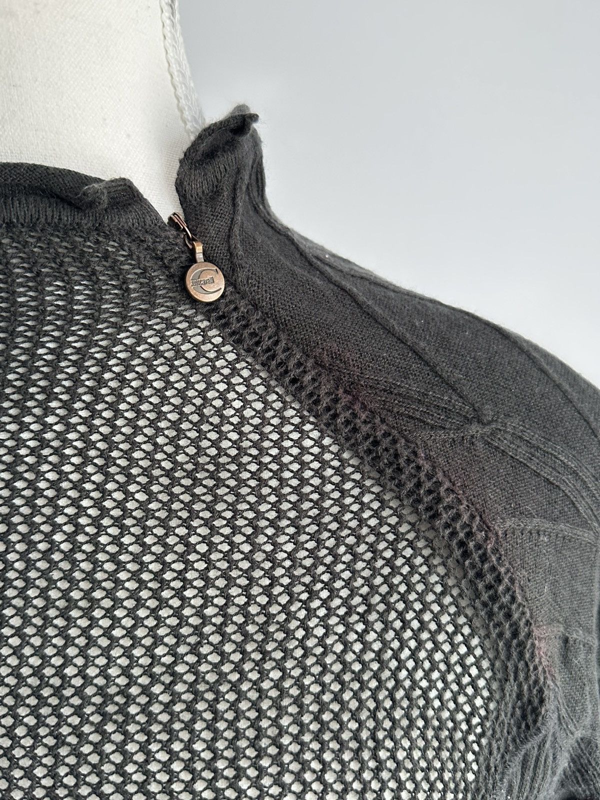 Just Cavalli 00s Just Cavalli Y2K Black Cotton Mini Mesh Dress Sz 46 Size L / US 10 / IT 46 - 6 Thumbnail