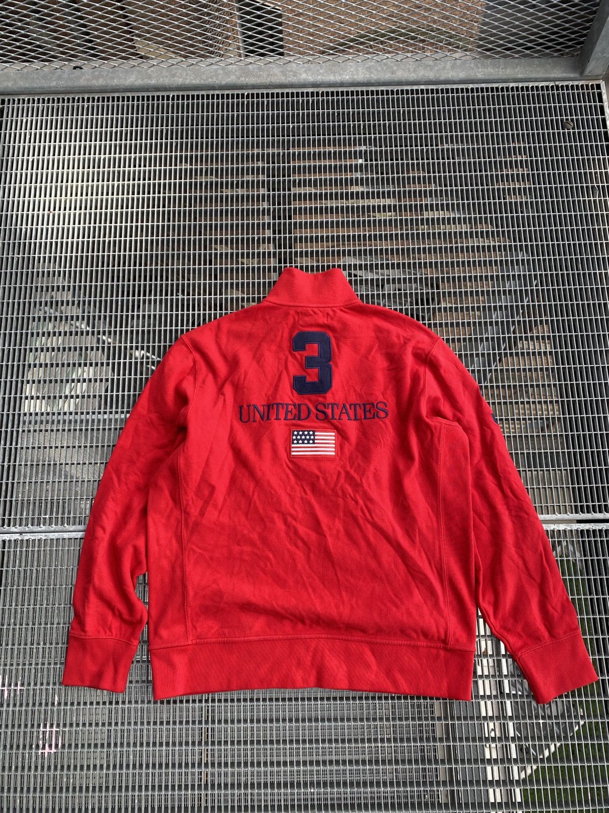 Vintage Polo Ralph Lauren USA Y2K Back Logo Zip Sweater